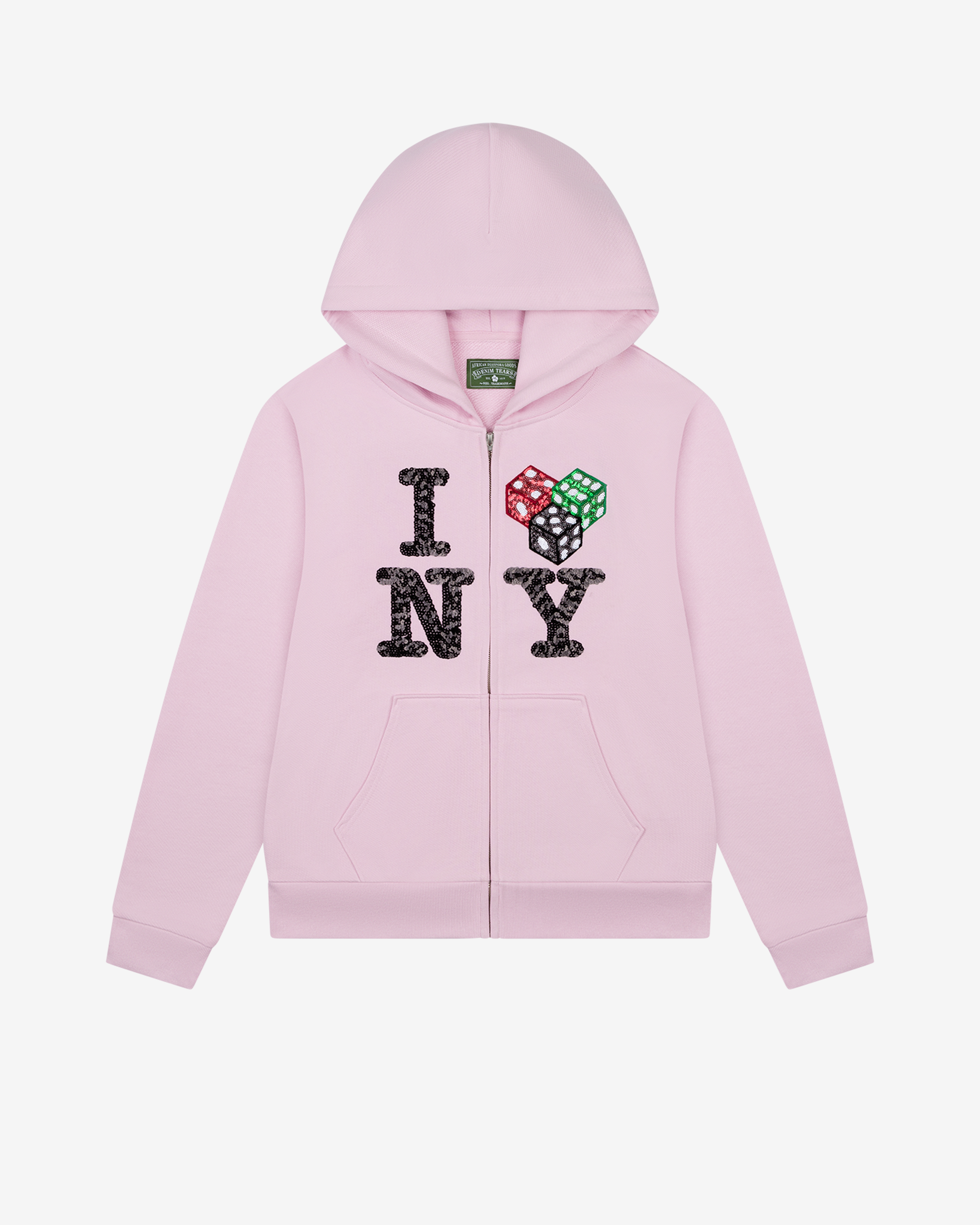 Denim Tears: Men's Cee-Lo Ny Zip Hoodie (Pink) | DSML E-SHOP Denim Tears: Men's Cee-Lo Ny Zip Hoodie (Pink) | DSML E-SHOP