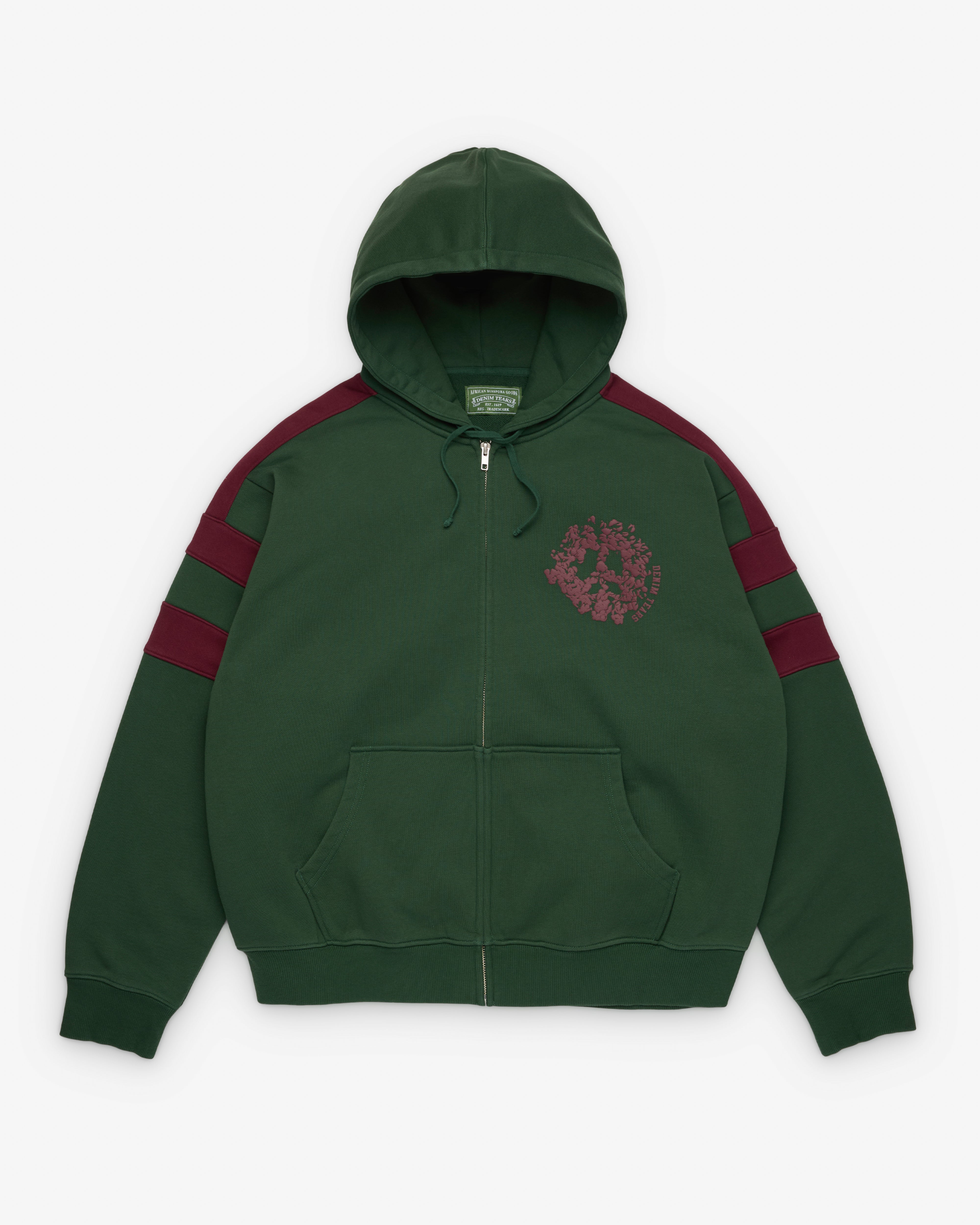 Denim Tears: Men's Denim U Paneled Zip Hoodie (Green) | Dover