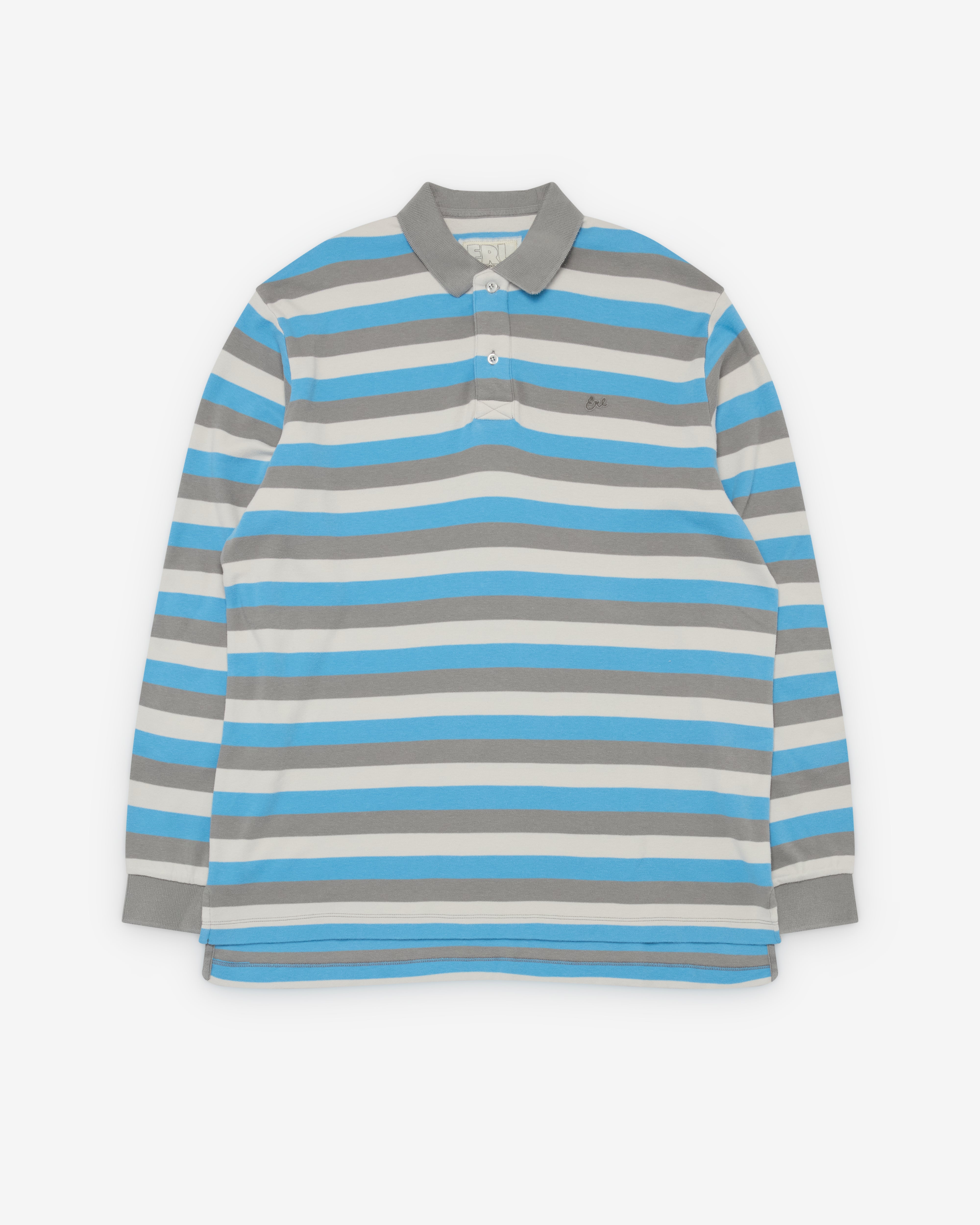 ERL: Striped Long Sleeve Polo (Blue Stripe) | Dover Street Market