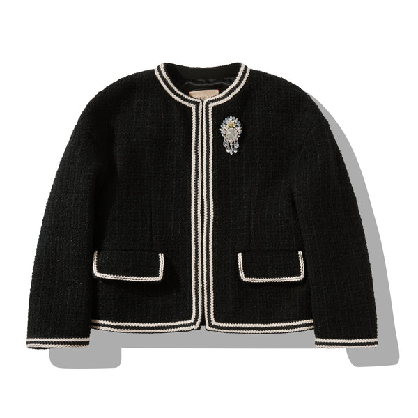 Gucci - Women's Bouclé Tweed Wool Jacket - (Black)