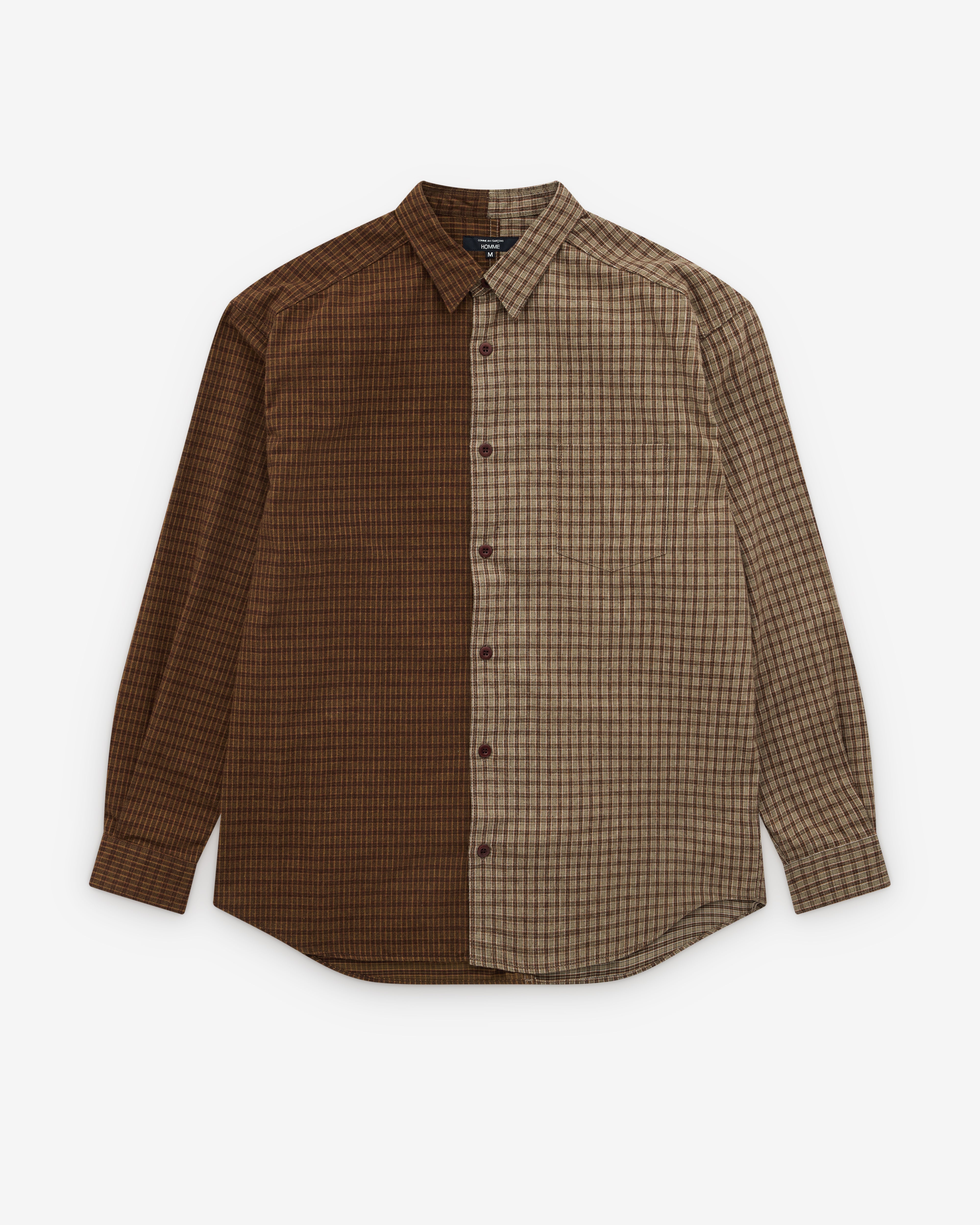 CDG Homme: Men's Double Check Shirt (Brown) | Dover Street Market