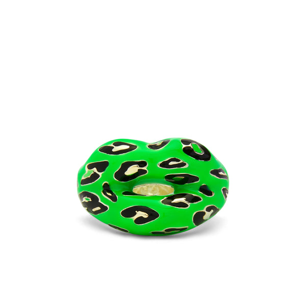 Solange - Hotlips Neon Green Leopard - (Silver)