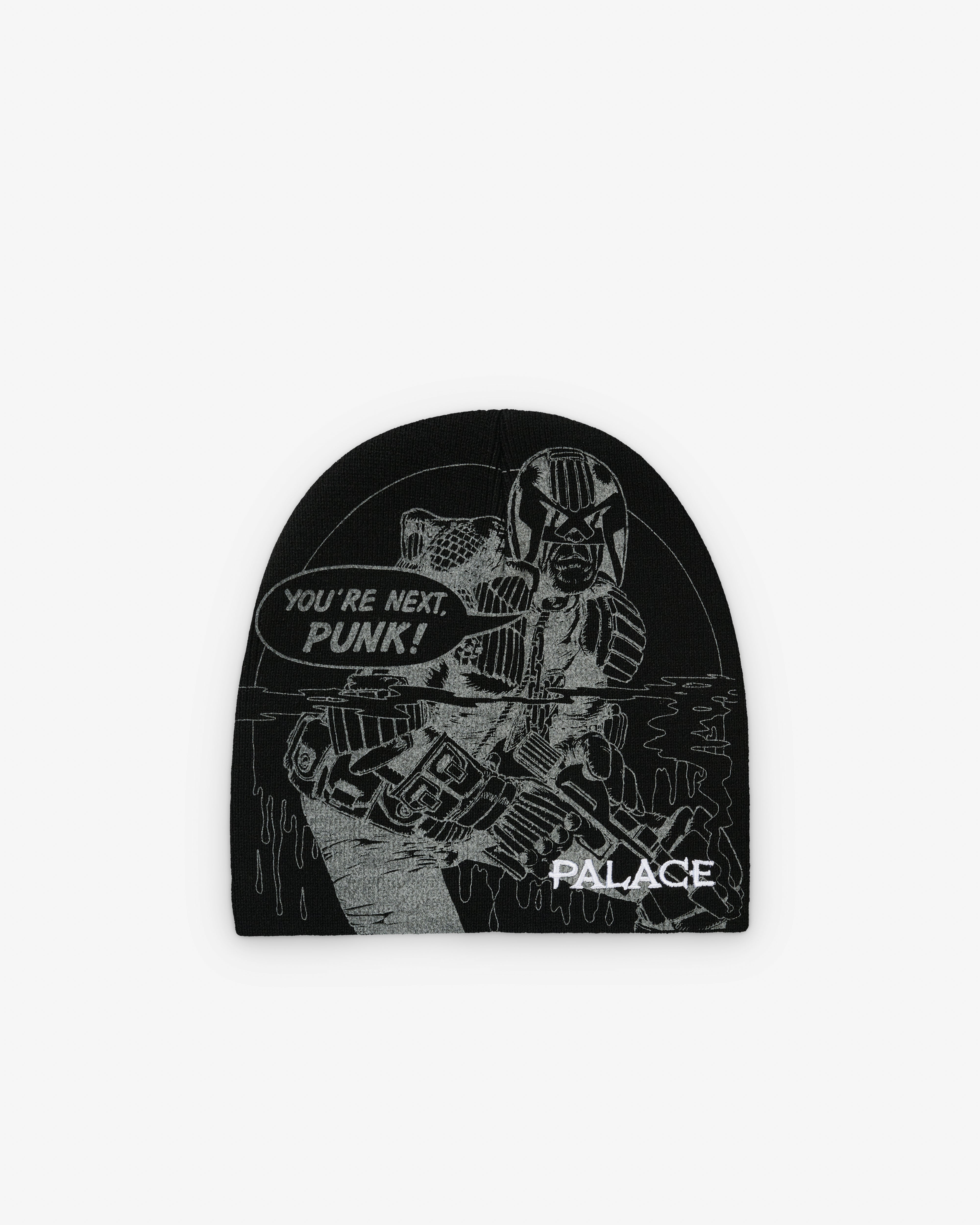 Palace: Men's Judge Dredd Nein Cuff Beanie (Black) | Dover Street