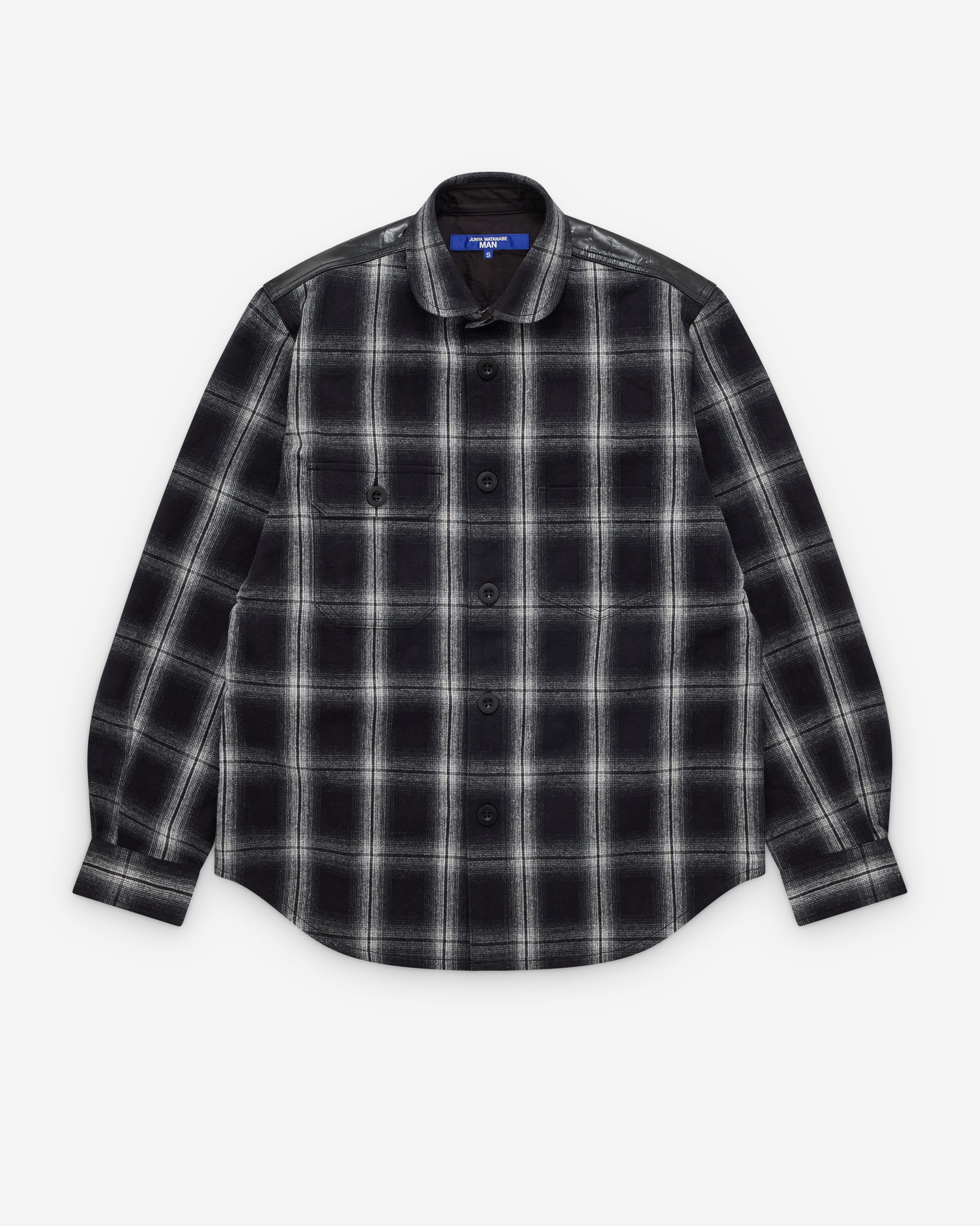 Junya Watanabe Man: Men's Check Panelled Shirt (Black/White