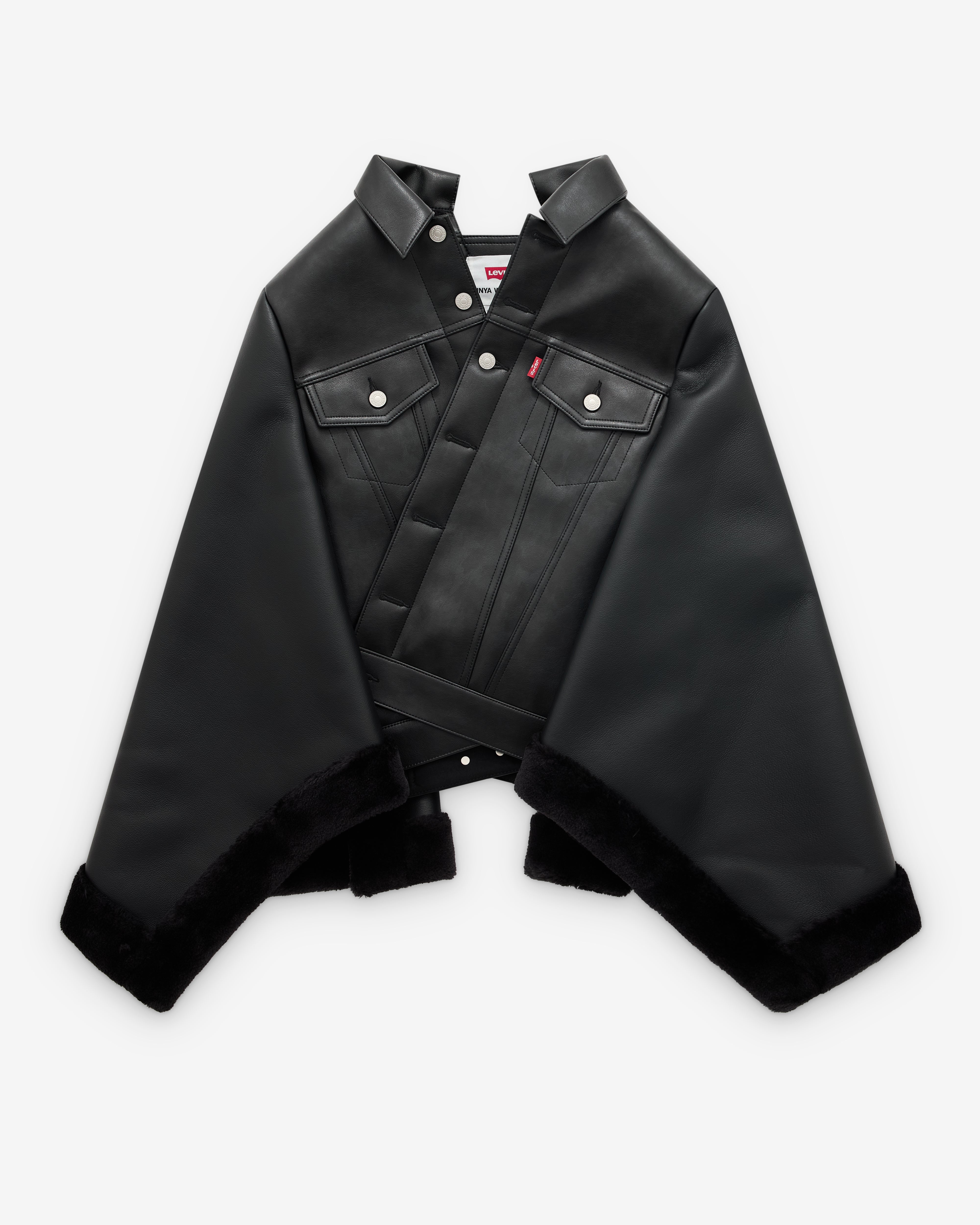 Junya Watanabe: Women's Levi's Faux Leather Cape (Black