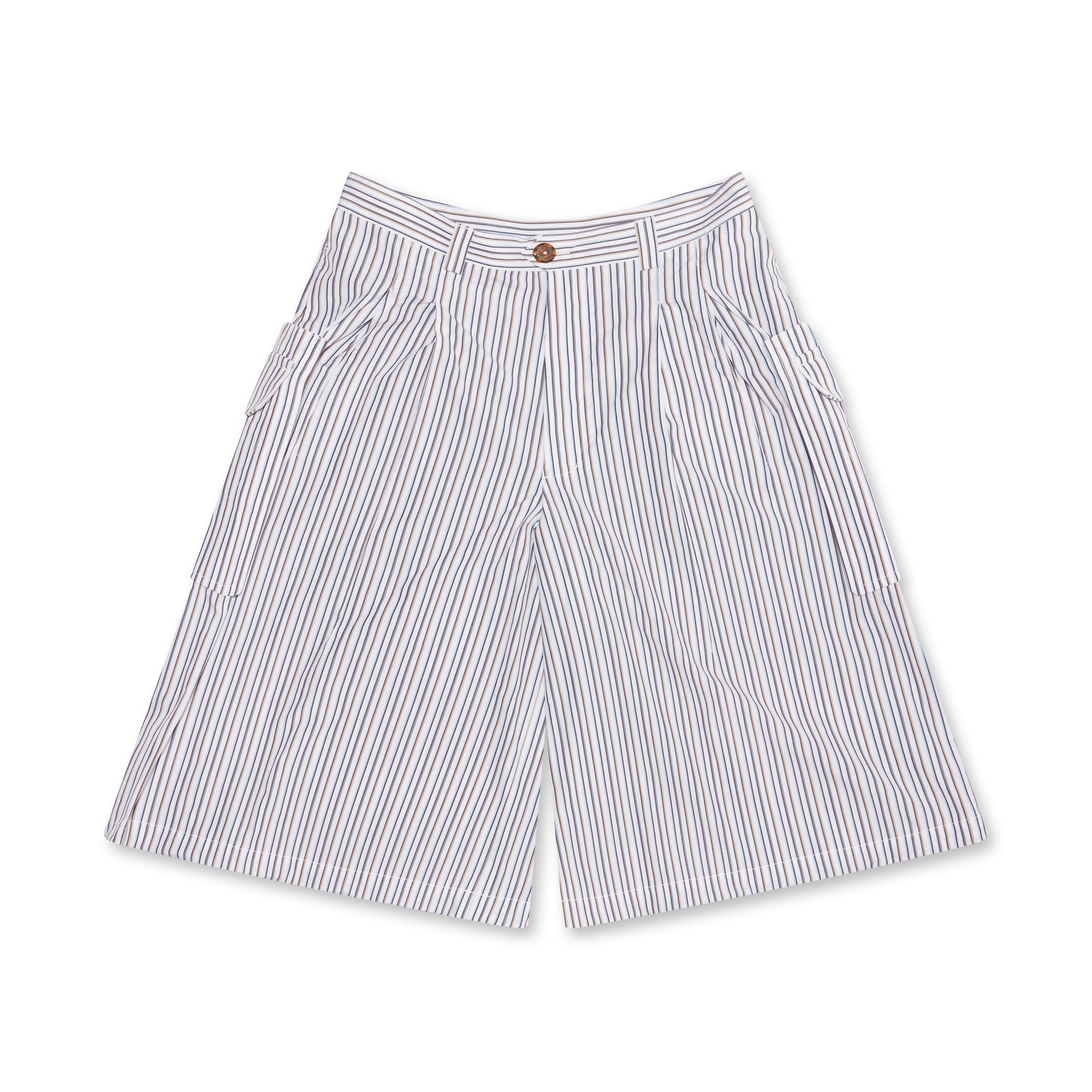 Kiko Kostadinov - Men’s Kreuk Wide Shorts - (White Cream Pinstripe)