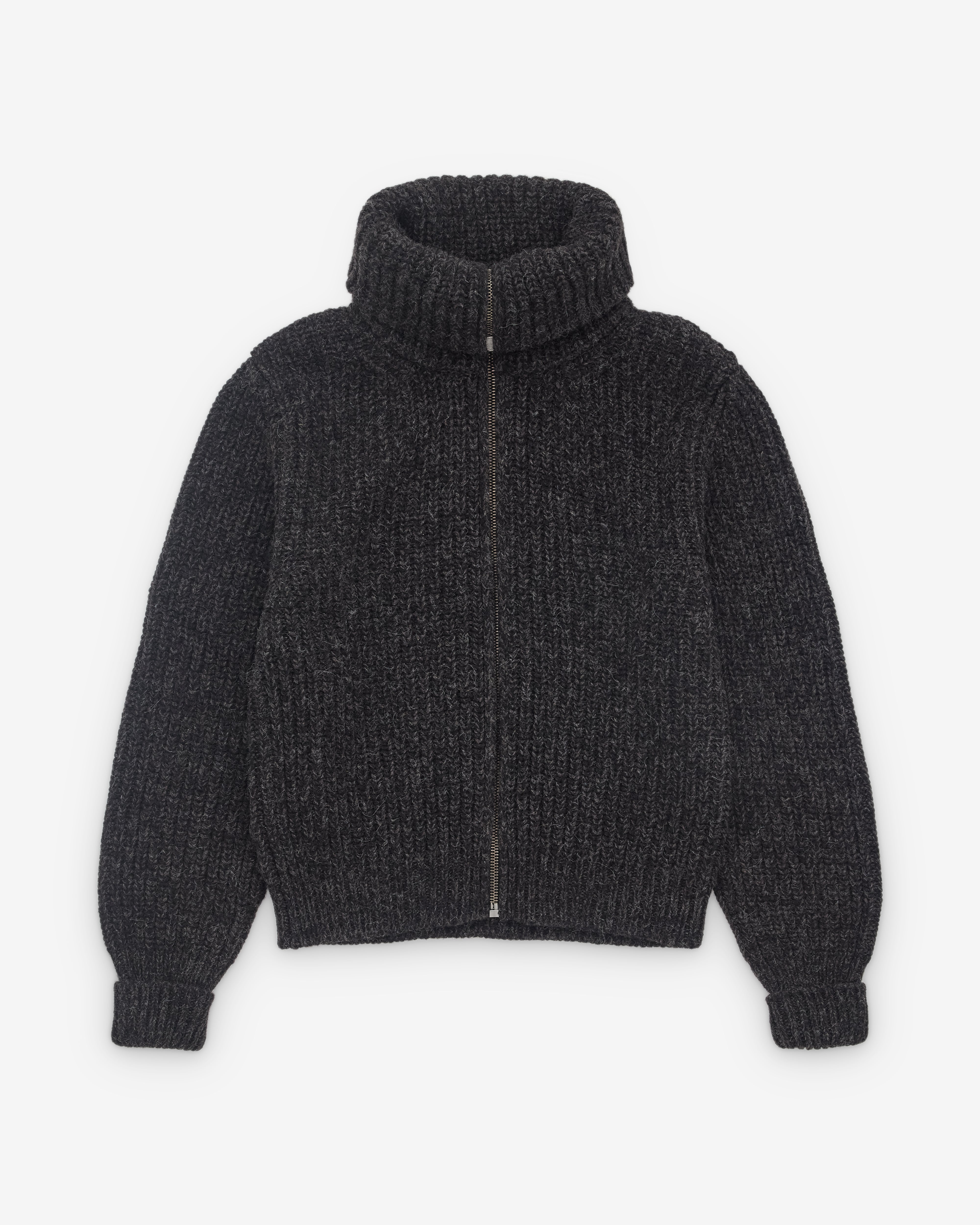 Lemaire: Men's Zipped Cardigan (Black/Mink Brown) | DSML E-SHOP