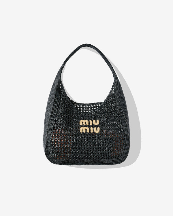 Miu Miu - Women's Woven Fabric Hobo Bag - (Black/Tan)