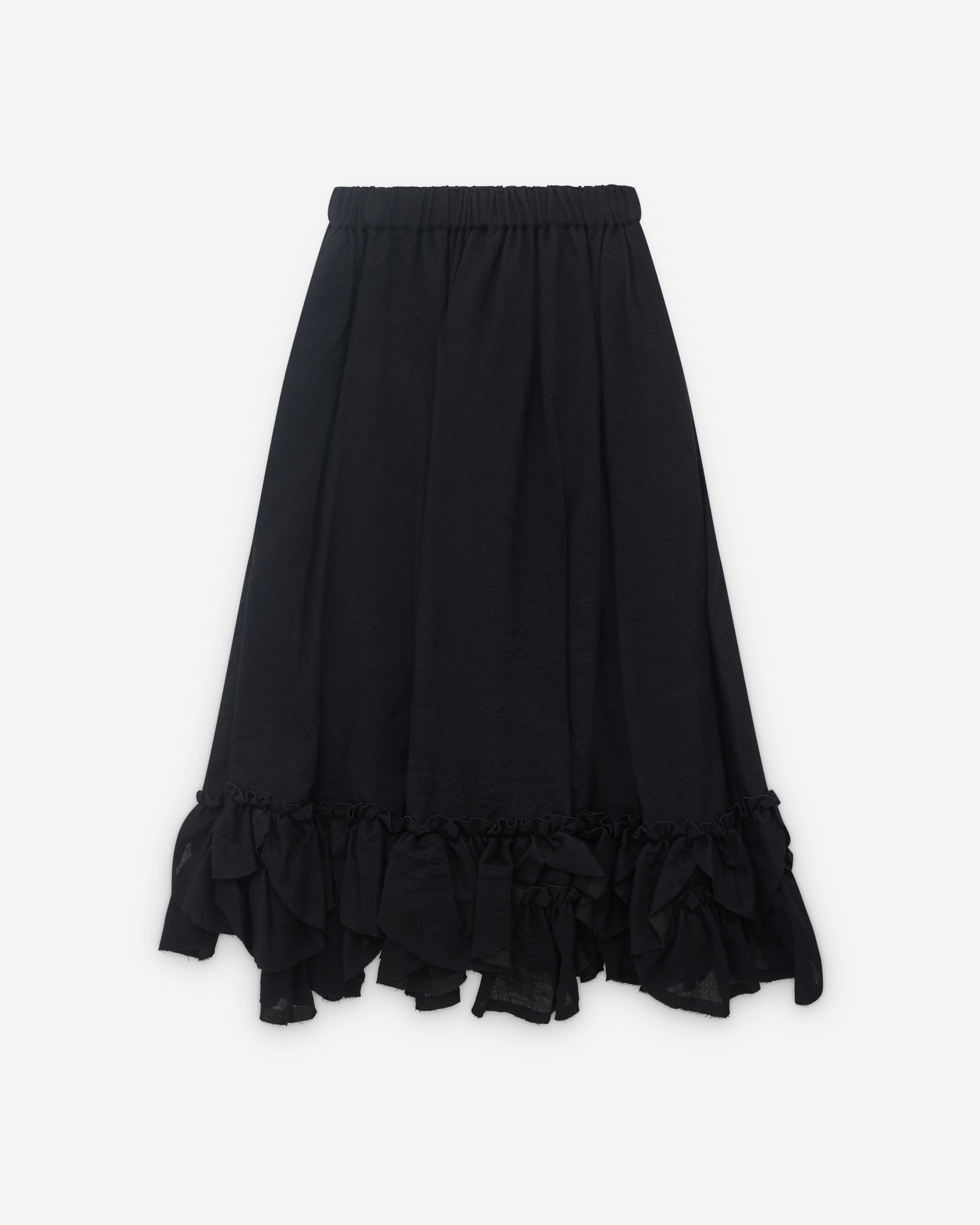✴︎howdy✴︎fuwa fuwa skirt 【black】 Noir Kei Ninomiya: Women's Ruffle Hem Wool Skirt (Black) | Dover