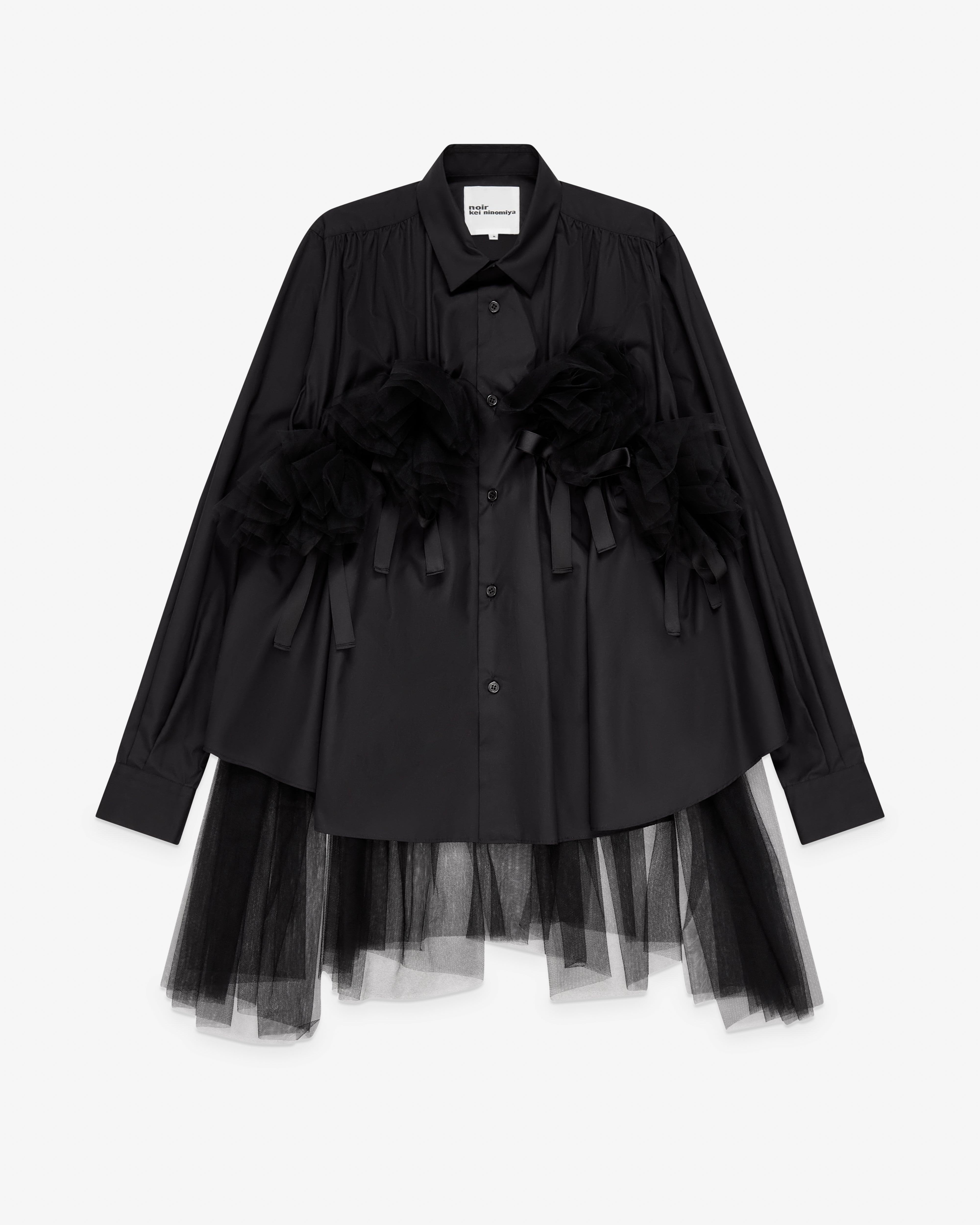 noir kei ninomiya チュールブラウス ブラック S Noir Kei Ninomiya: Women's Tulle Hem Blouse (Black) | Dover Street