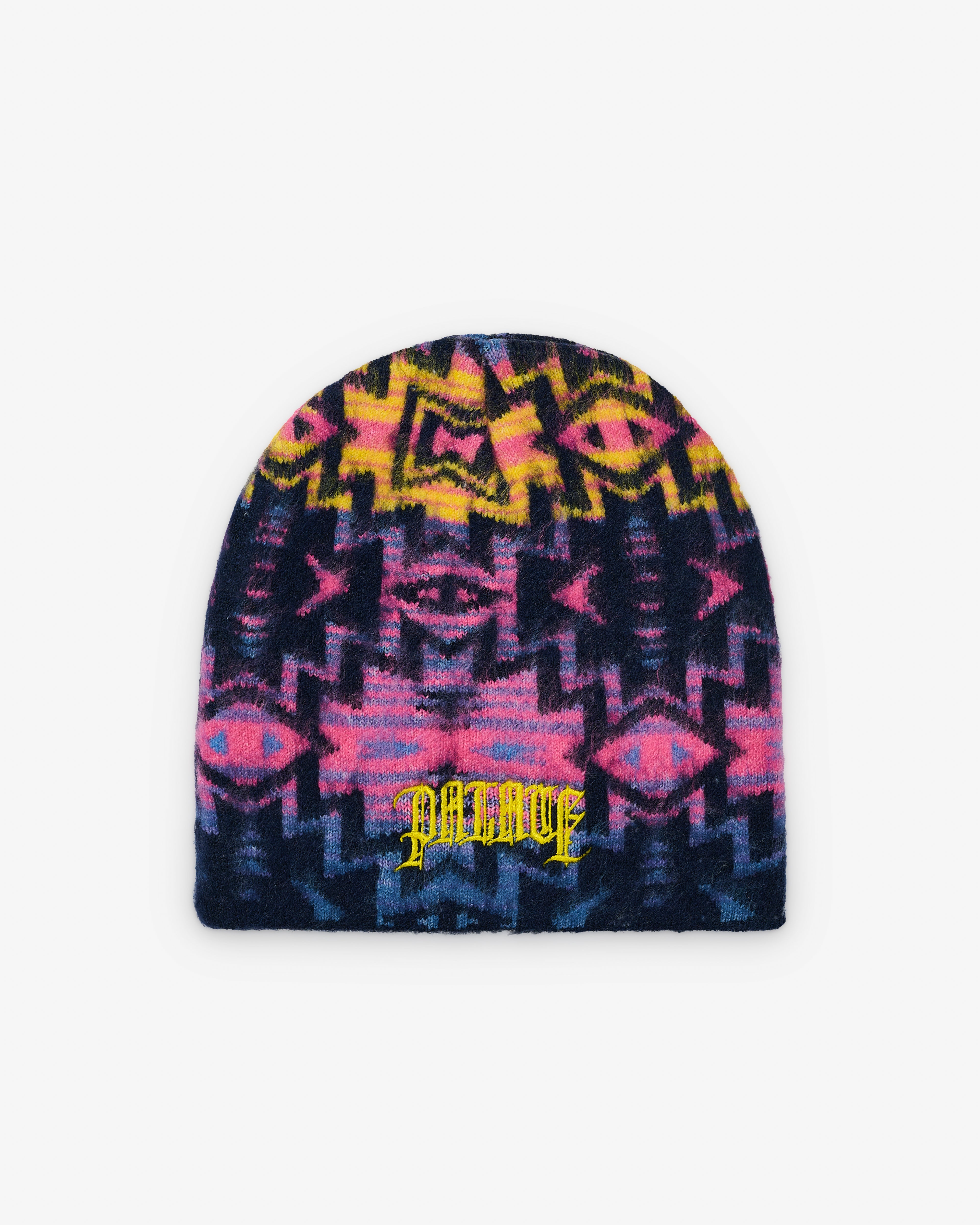 Palace: Olde English Furry Nein Cuff Beanie (Navajo Blue) | DSML E