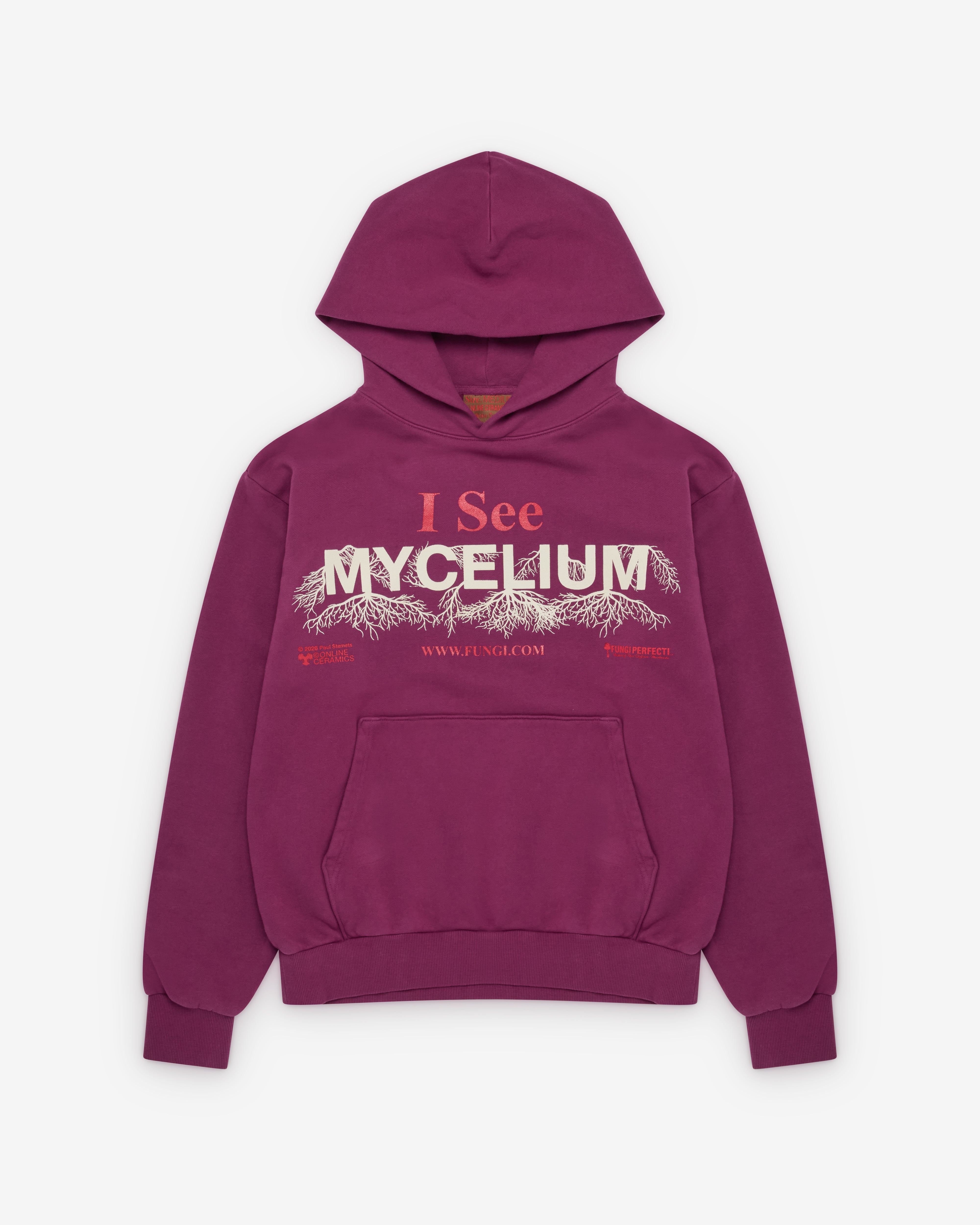 Online Ceramics: Men's I See Mycelium Hoodie (Burgundy) | Dover