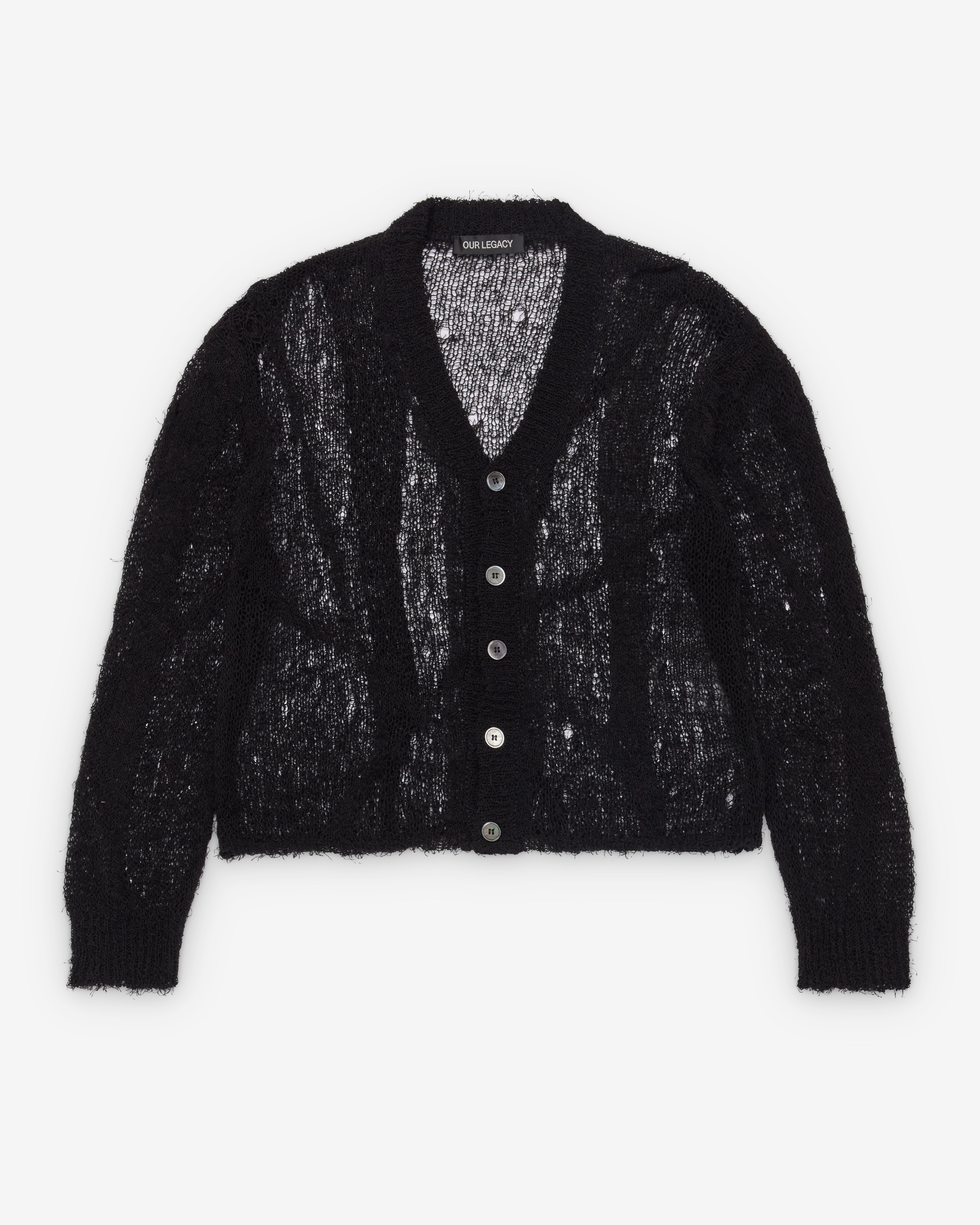 Our Legacy: Men's Academy Cardigan (Black Ragged Open Linen