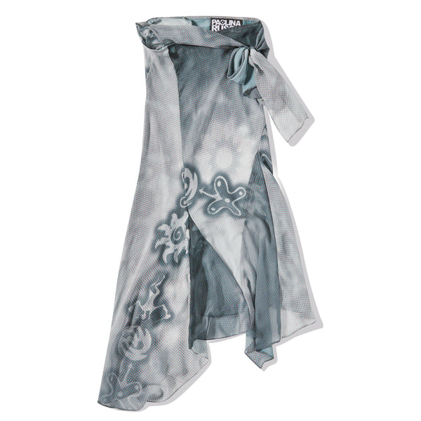 Paolina Russo - Women's Chiffon Printed Wrapped Skirt - (Grey/White)