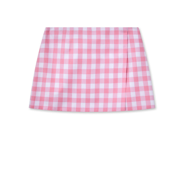 Prada - Women’s Gingham Miniskirt - (Pink)