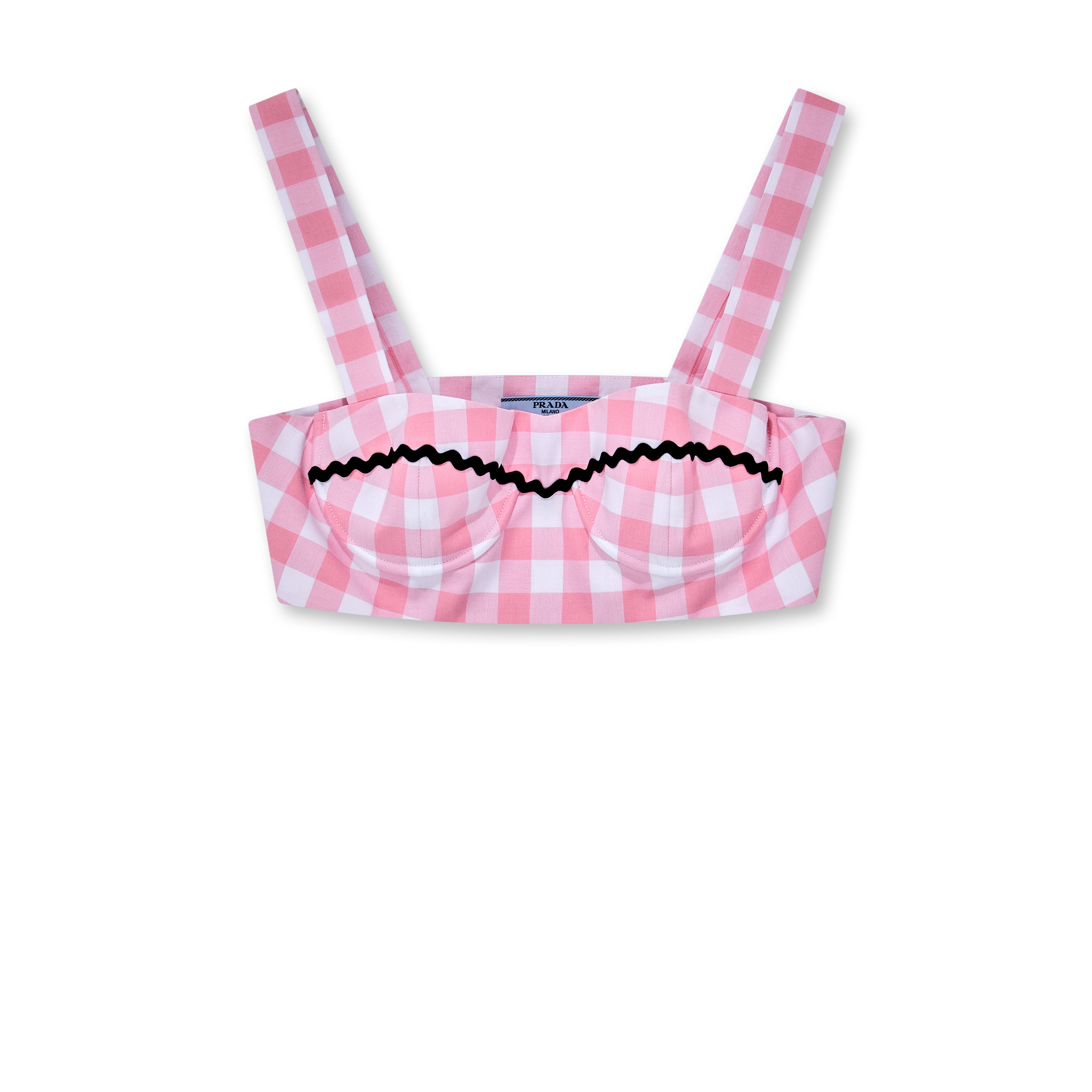 Prada - Women's Gingham Check Bralette Top - (Pink/Black)