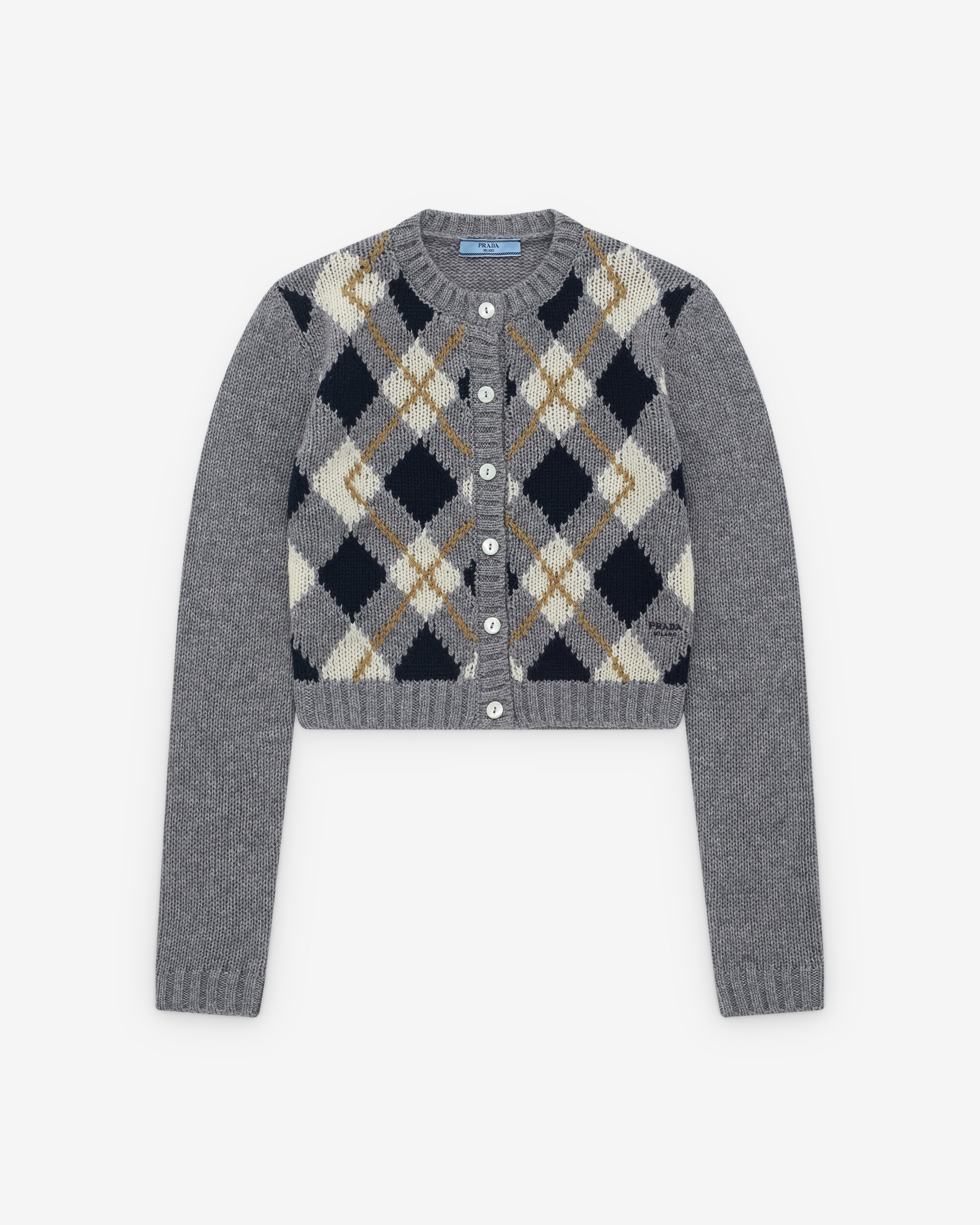 トップス PRADA Mohair blend check cardigan pink PRADA Mohair blend check cardigan pink