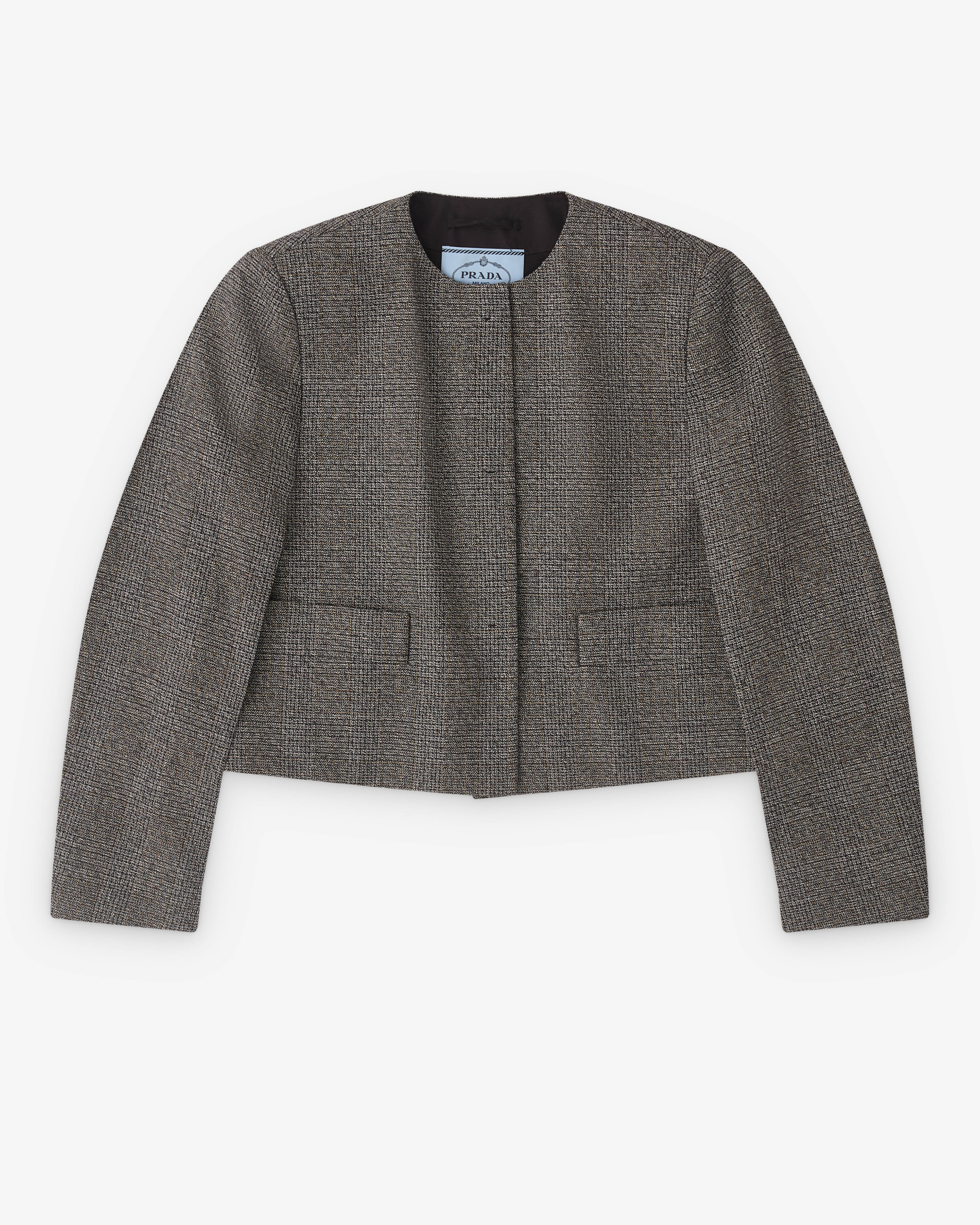 Prada: Women's Wool Check Jacket (Grey/Black) | Dover Street