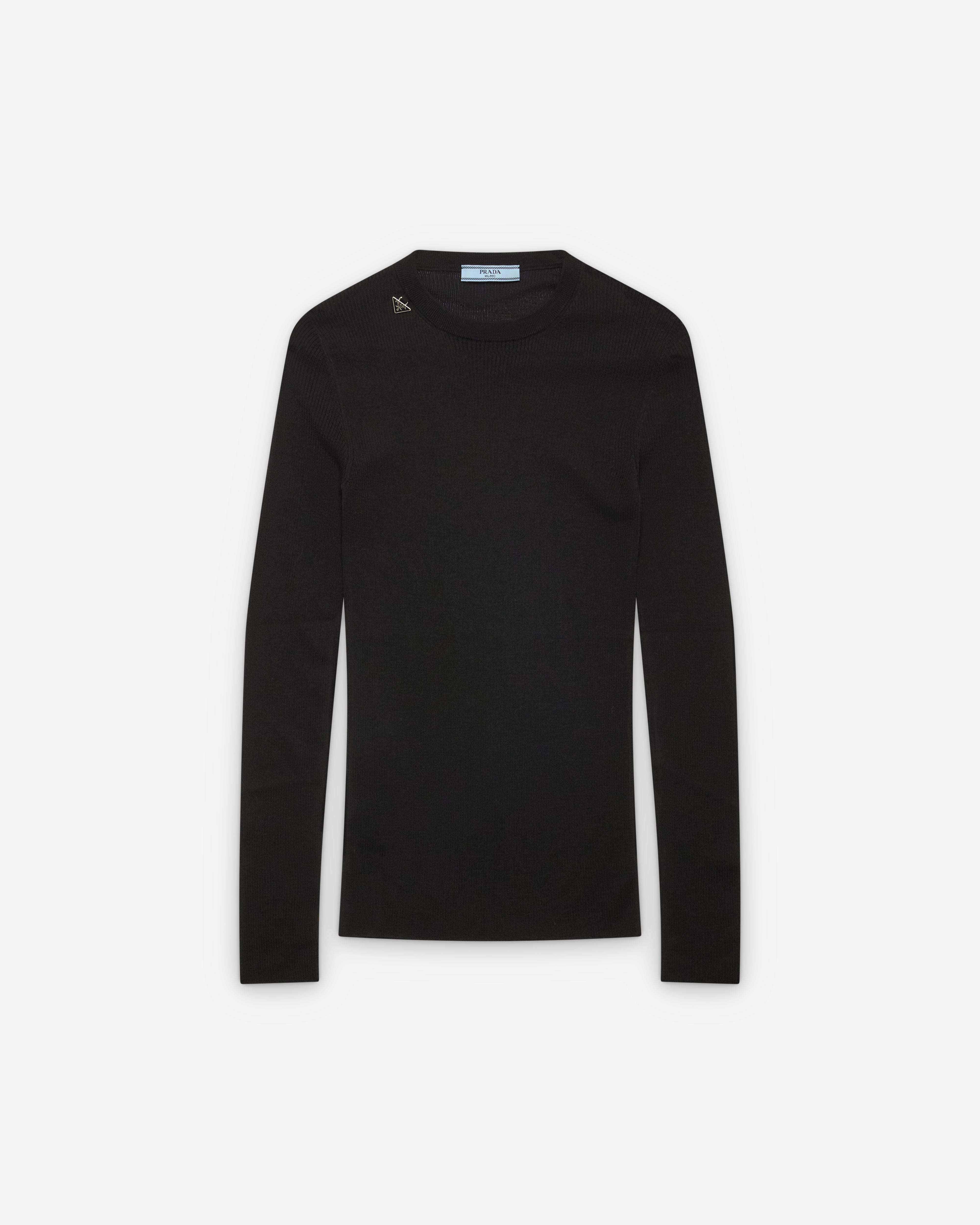 Prada: Women's Wool Crew-Neck Sweater (Black) | DSML E-SHOP