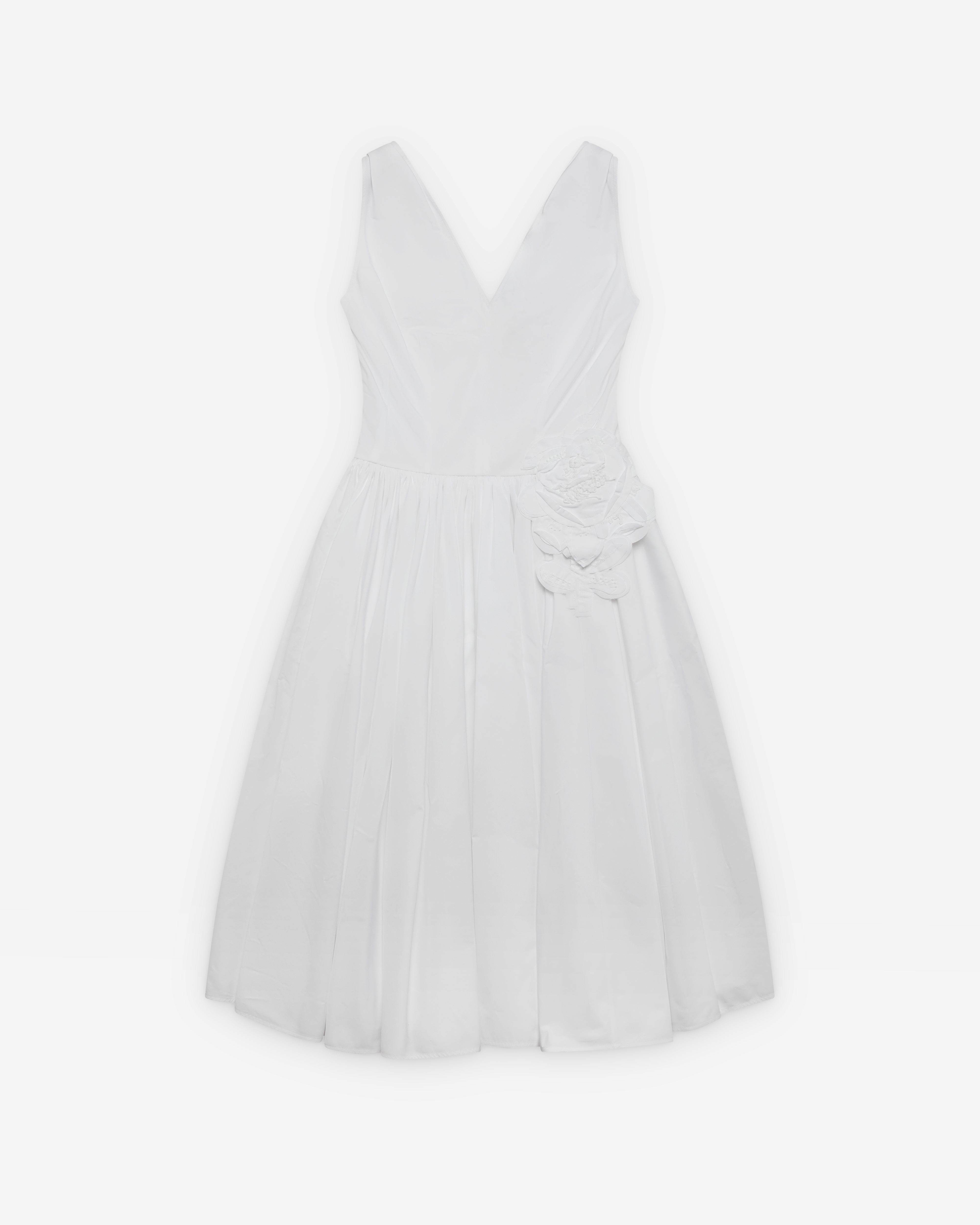 prada white dress Prada: Women's Flower Midi Dress (White)