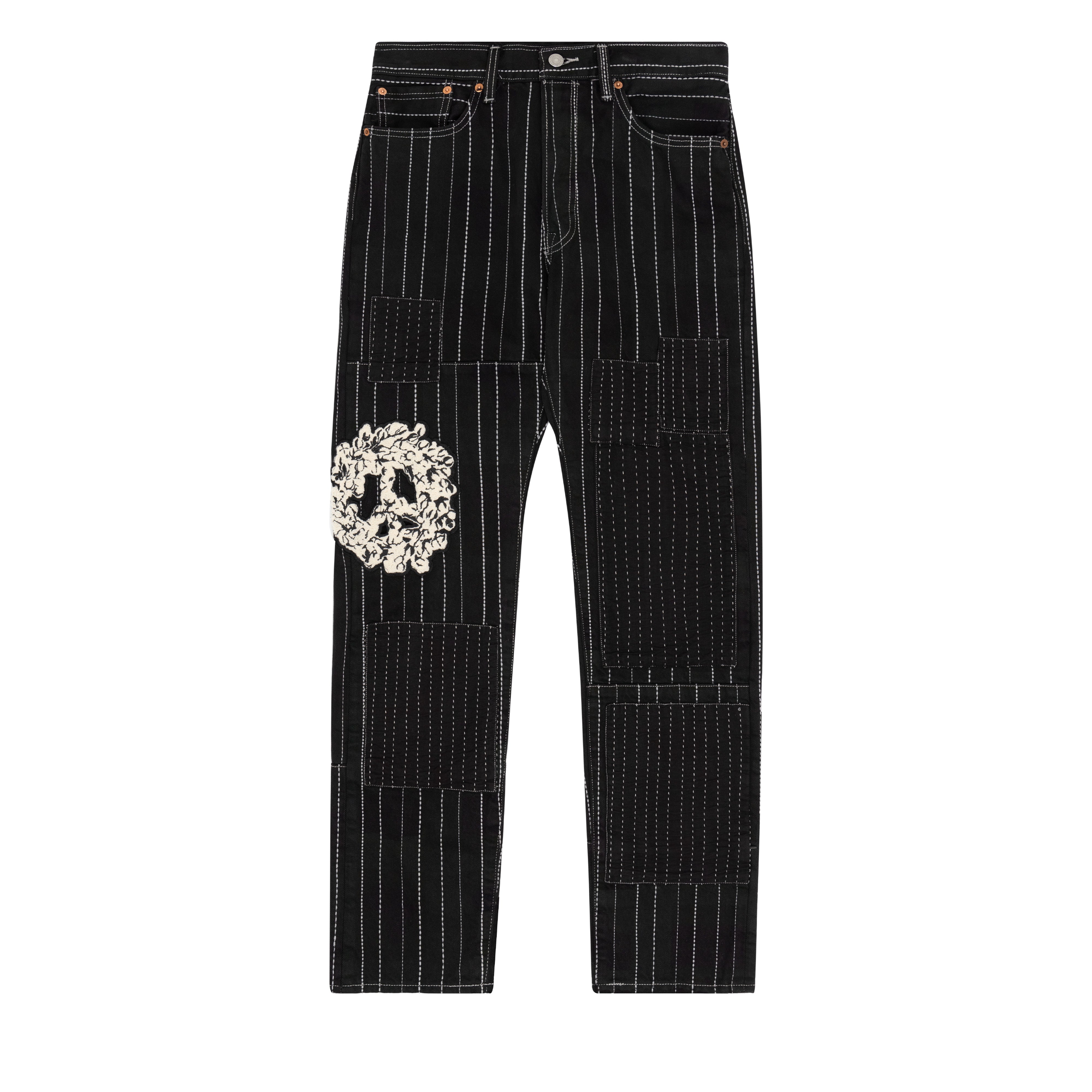 Denim Tears: Men's Peace Patchwork 501 (Black) | DSML E-SHOP