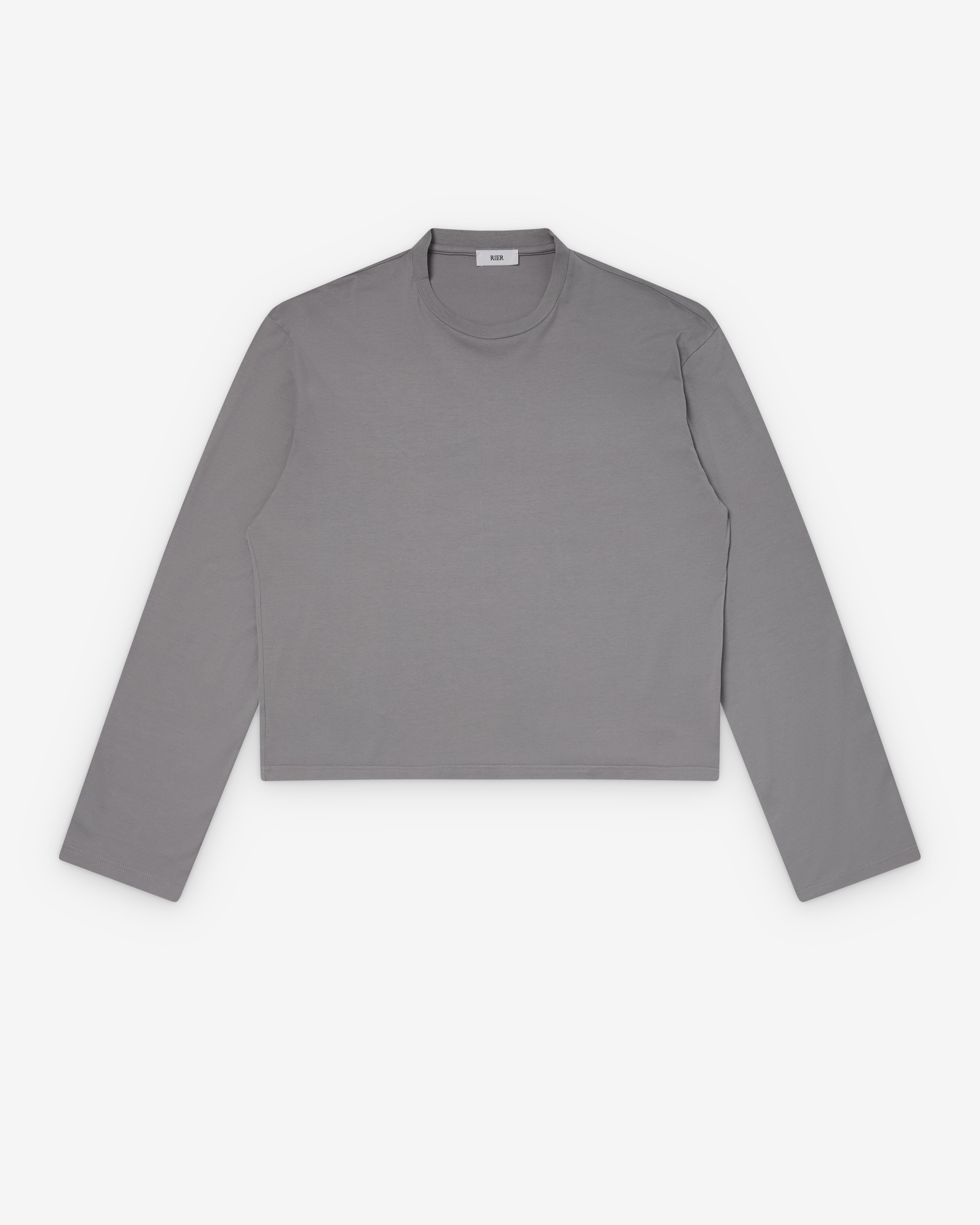 Rier: Men's T-Shirt Round Neck Long Sleeve (Light Grey) | Dover