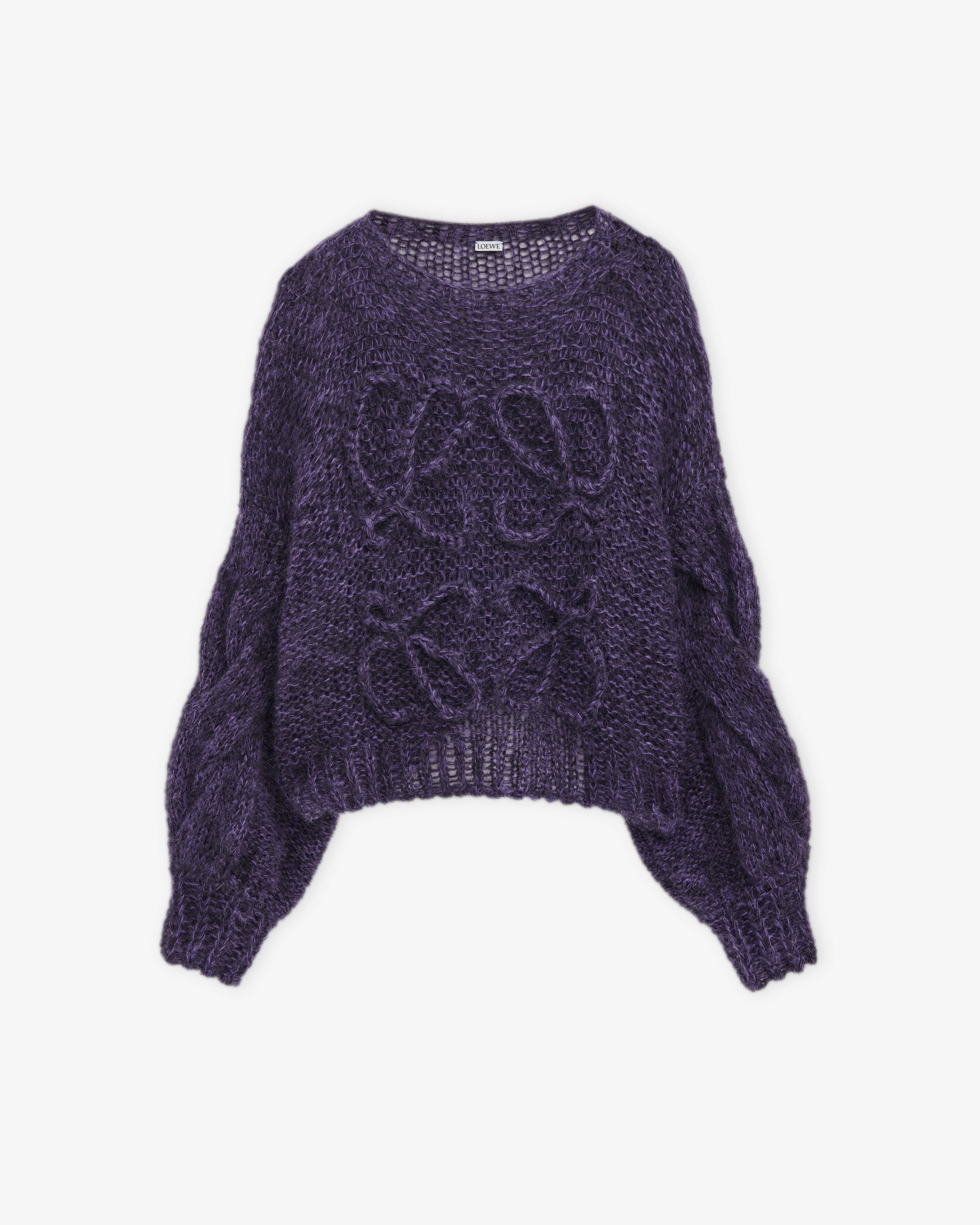 Loewe: Women's Anagram Sweater In Mohair Blend (Black/Purple
