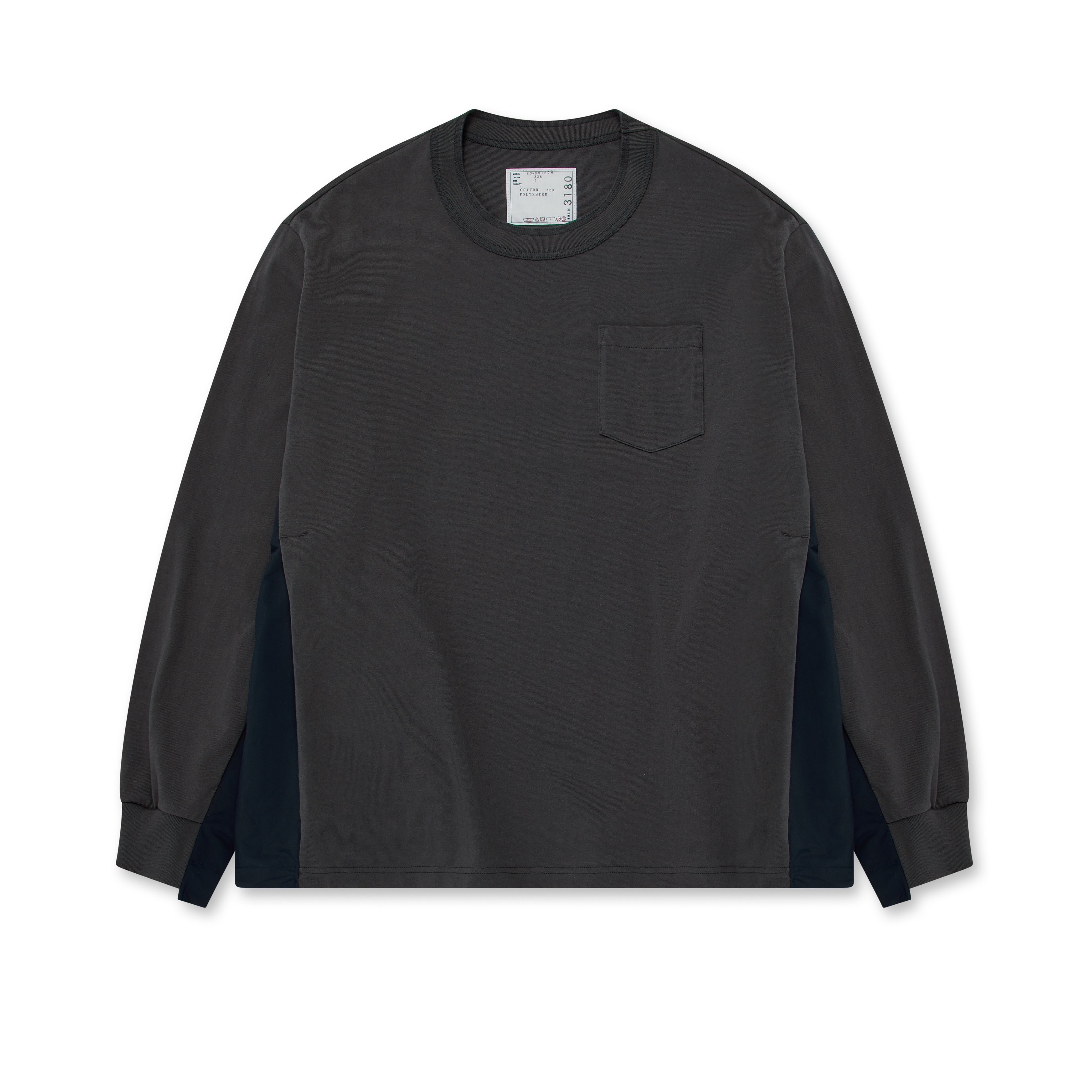 Sacai - Men’s Cotton Jersey L/S T-Shirt - (Charcoal)