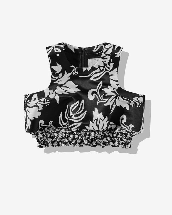 sacai - Women's Floral Print Cropped Tank Top - (Black)