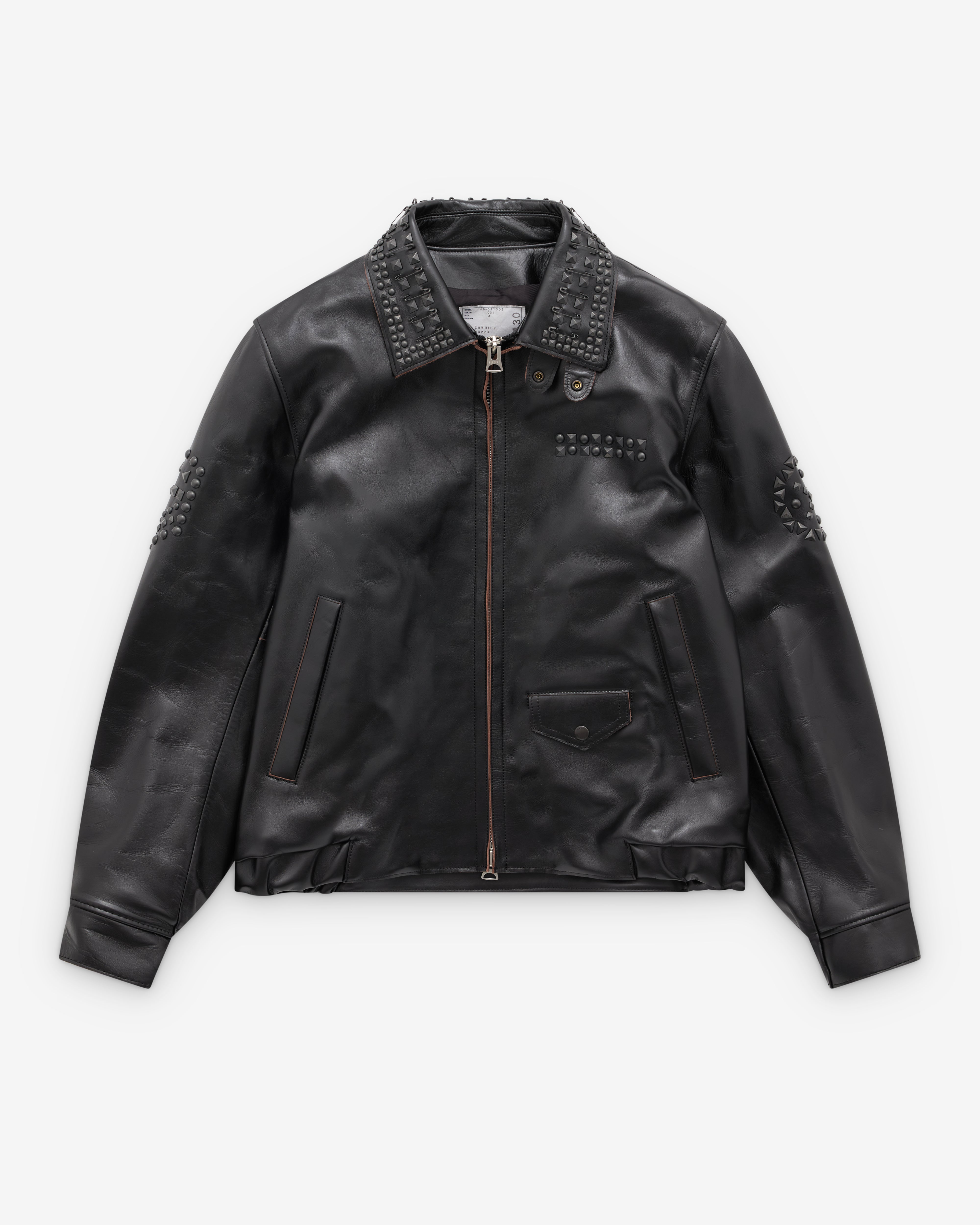 Sacai: Studded Leather Jacket (Black) | DSML E-SHOP