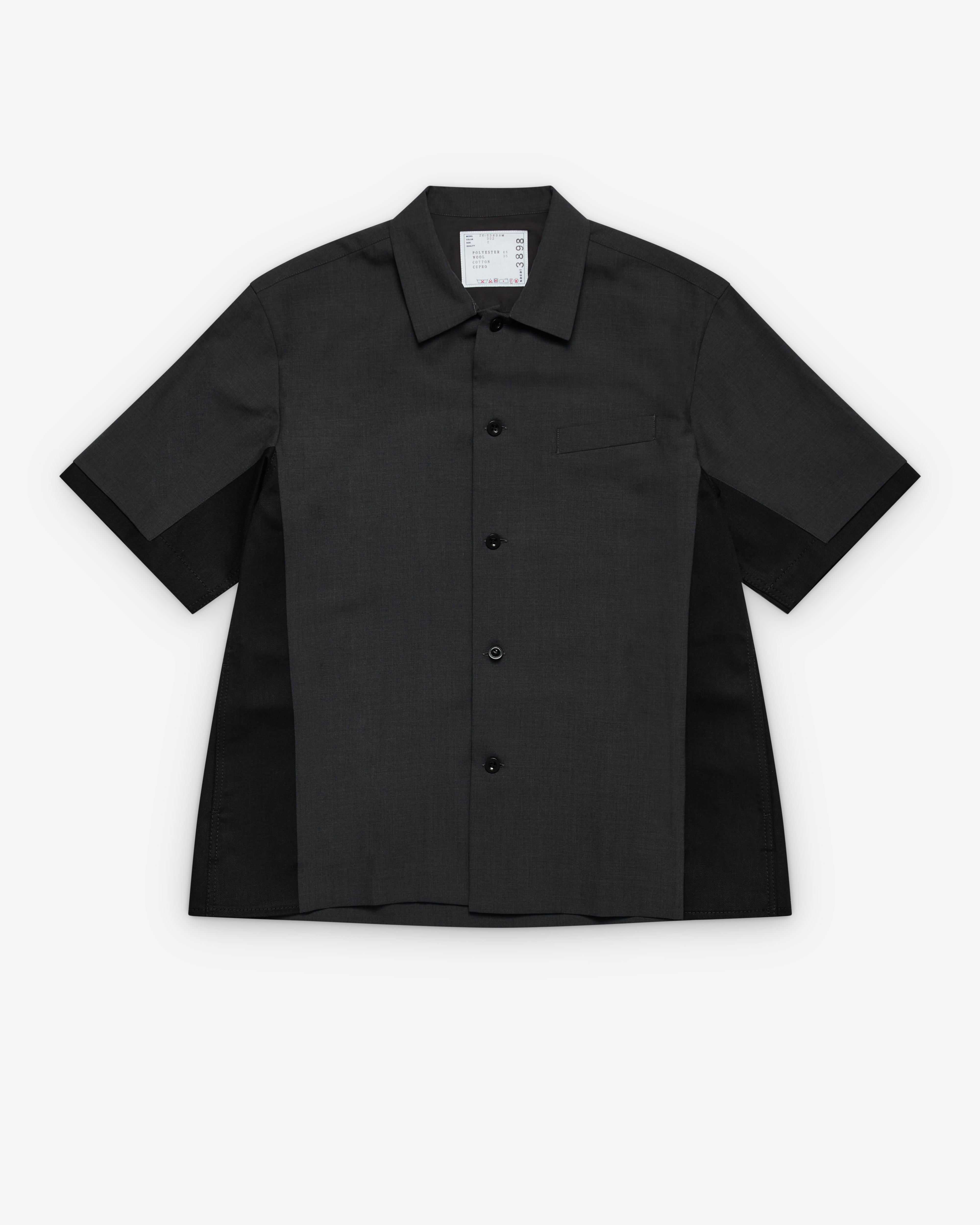 sacai: Men's Denim Panelled Shirt (Black/Grey) | Dover Street