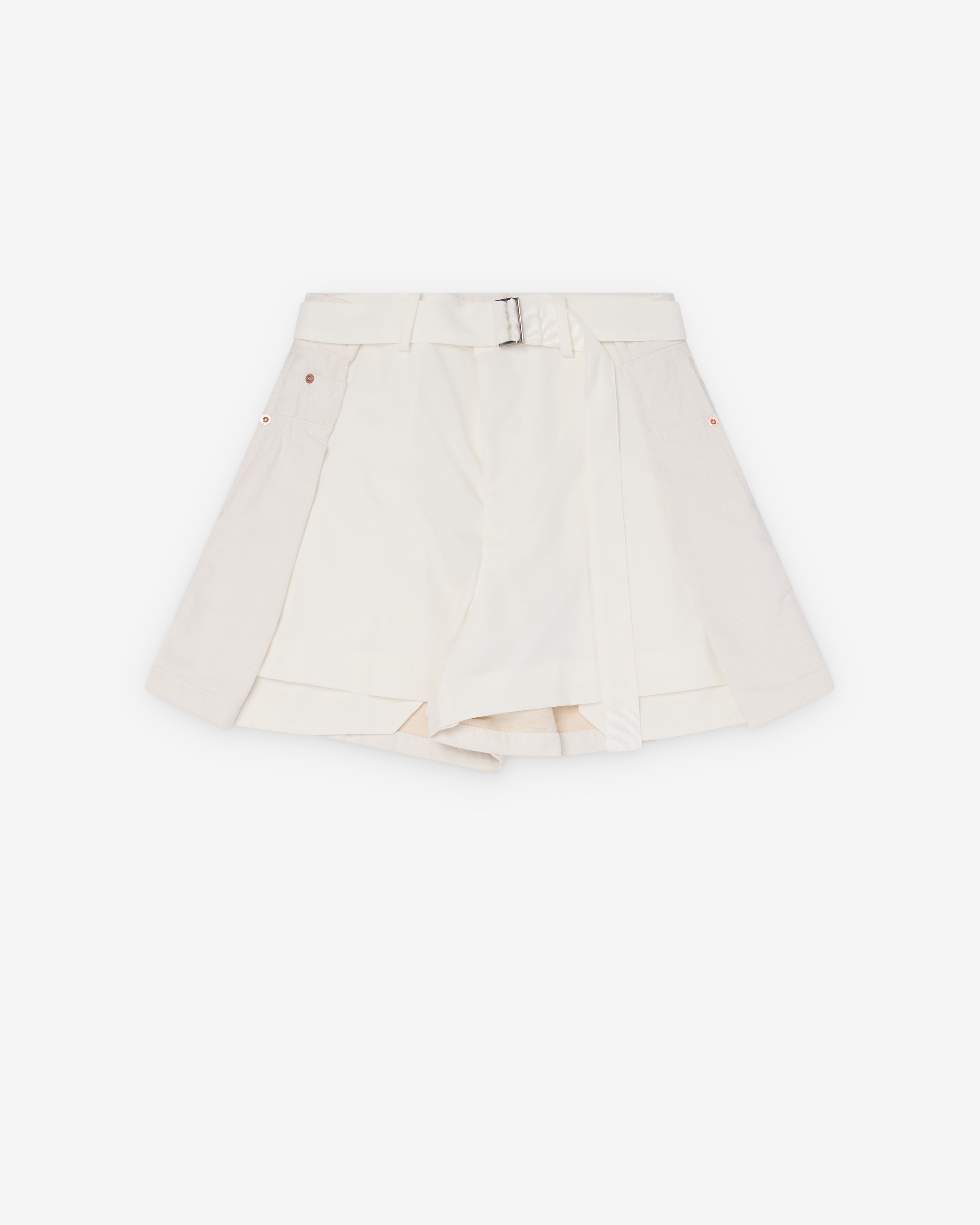 Sacai : Women's Wool Suiting X Denim Shorts (Black/Blue) | Dover
