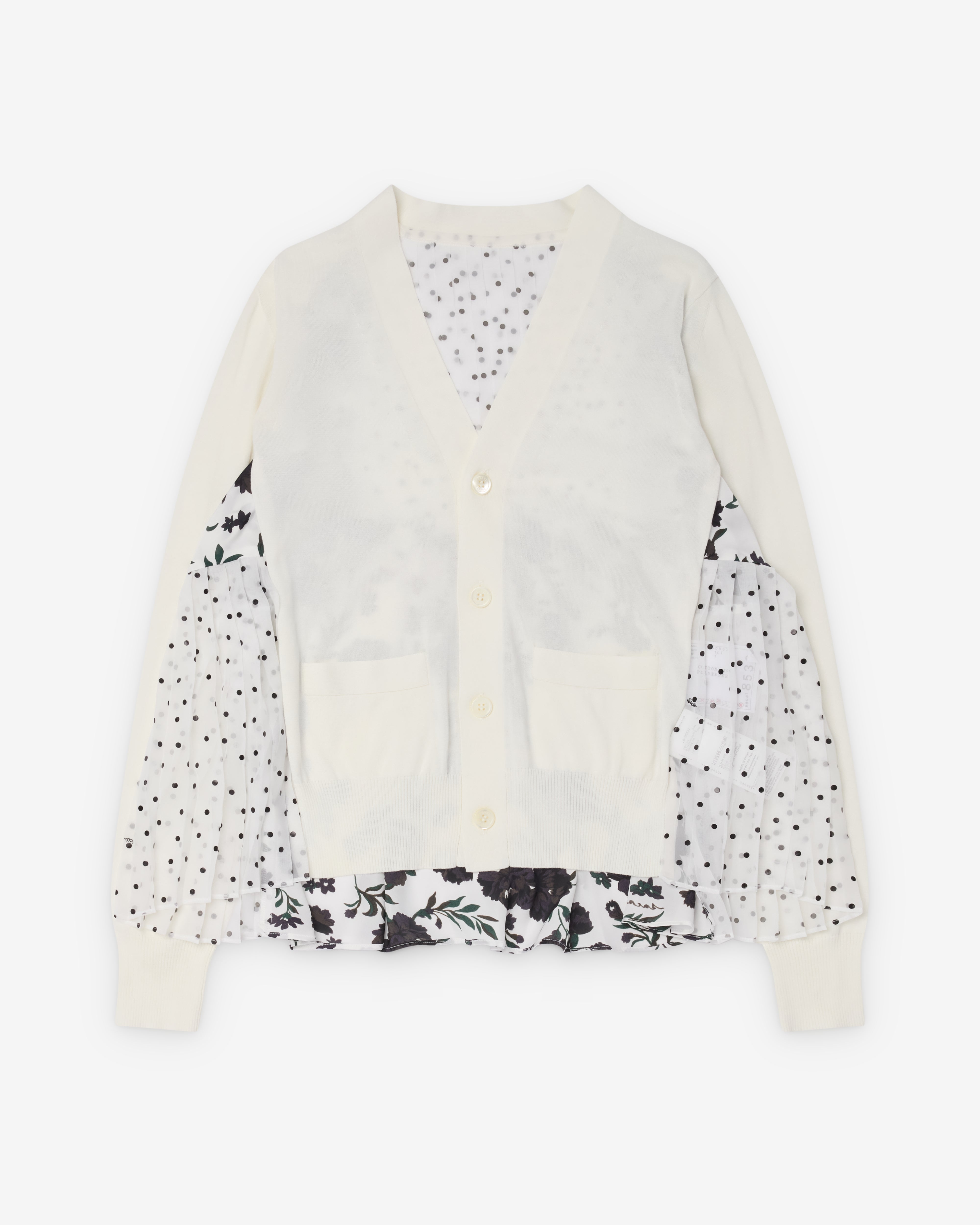 Sacai : Women's Pattern Mix Cardigan (White/Black) | Dover Street