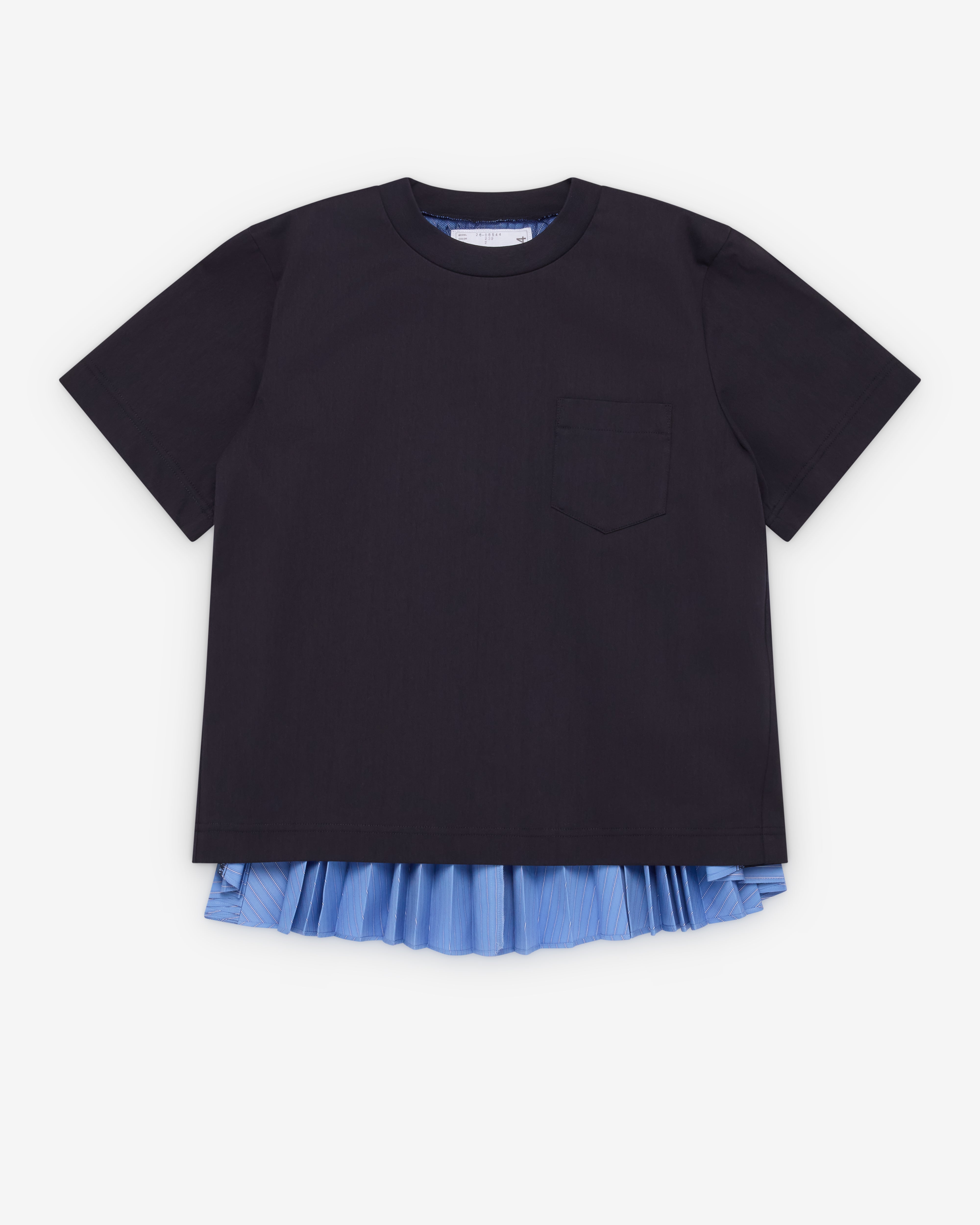 Sacai : Women's Poplin X Cotton Jersey T-Shirt (Black/Blue
