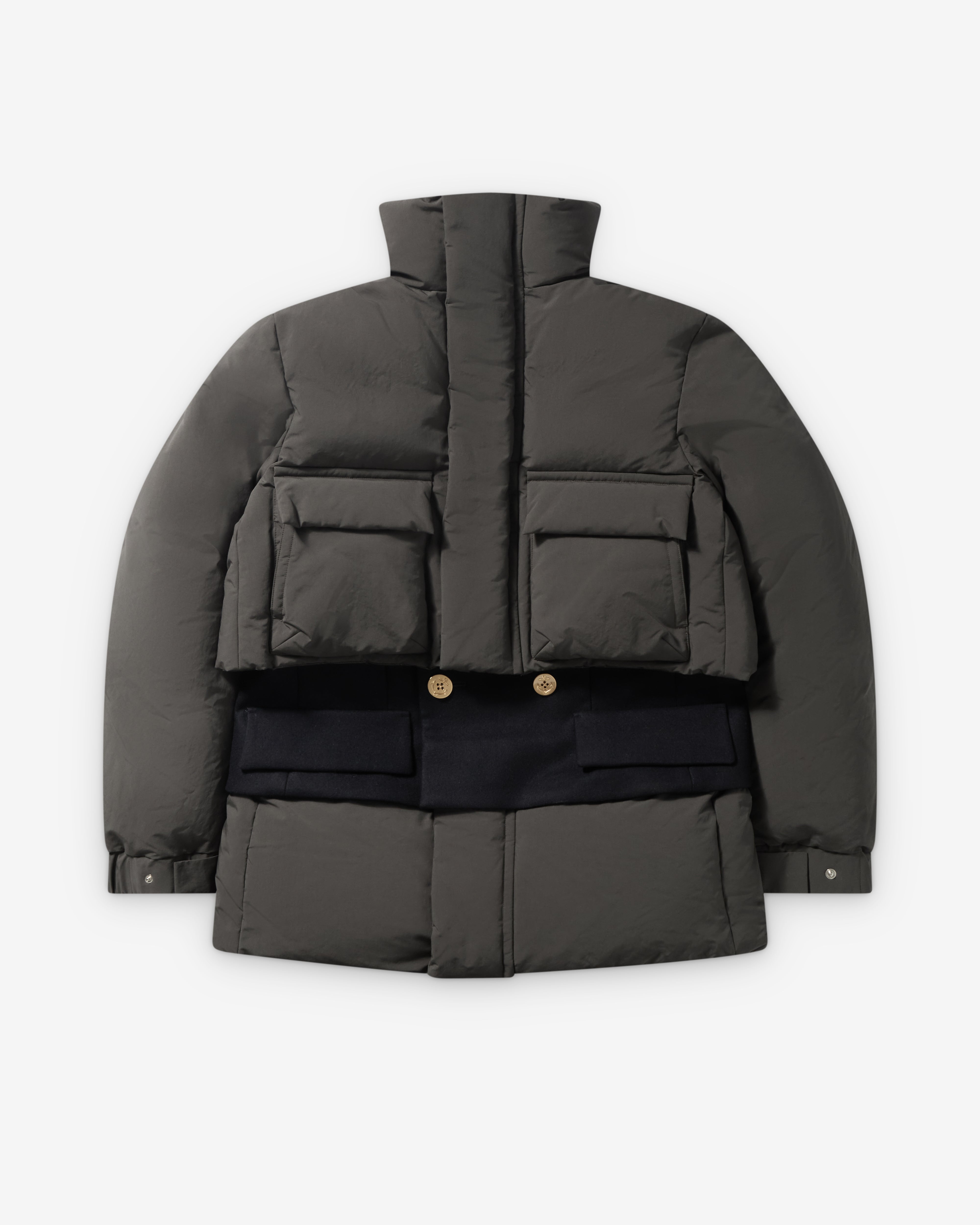 Sacai : Women's Puffer Jacket (Khaki/Black) | Dover Street Market