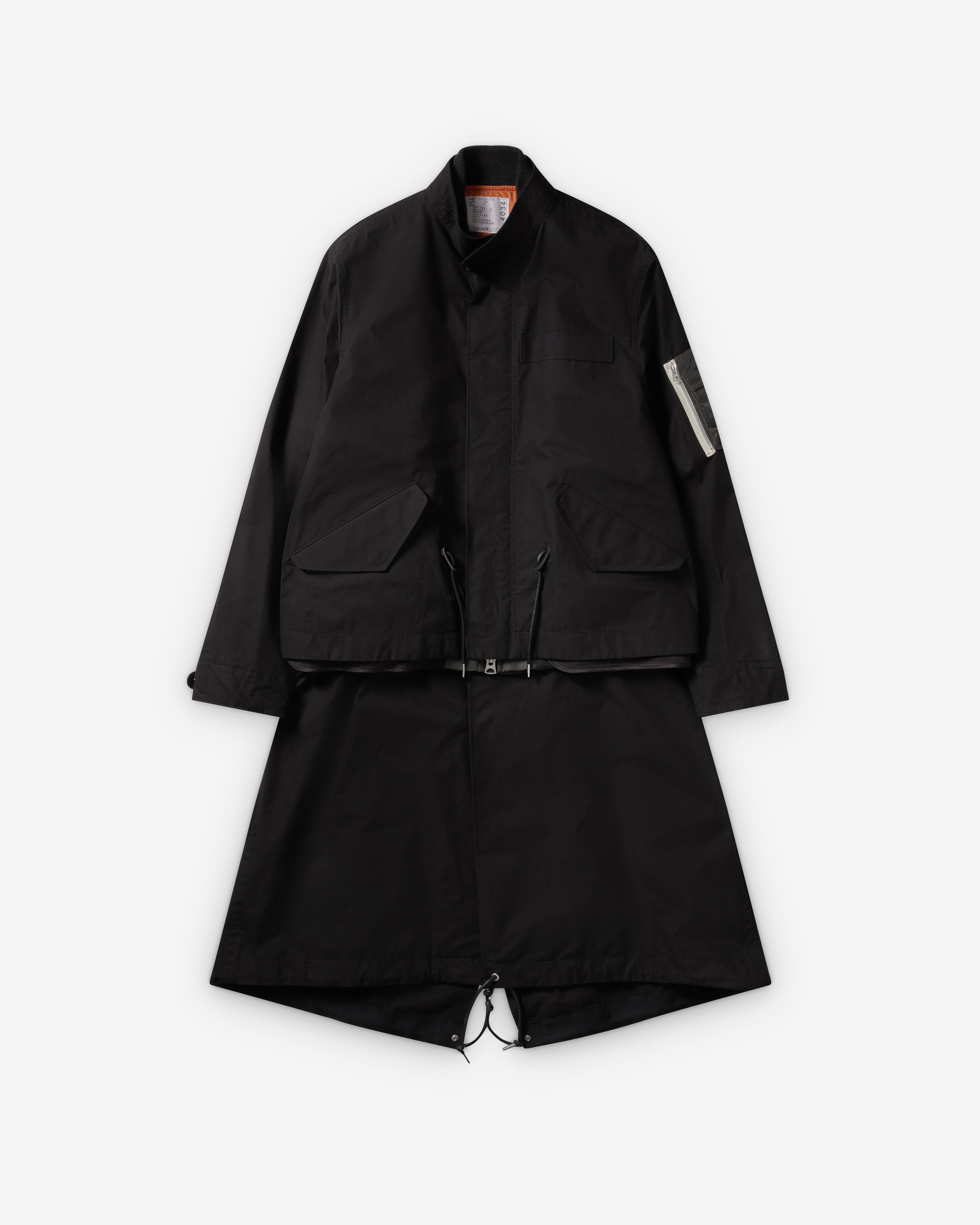Sacai : Men's Rip Stop Coat (Black) | Dover Street Market London