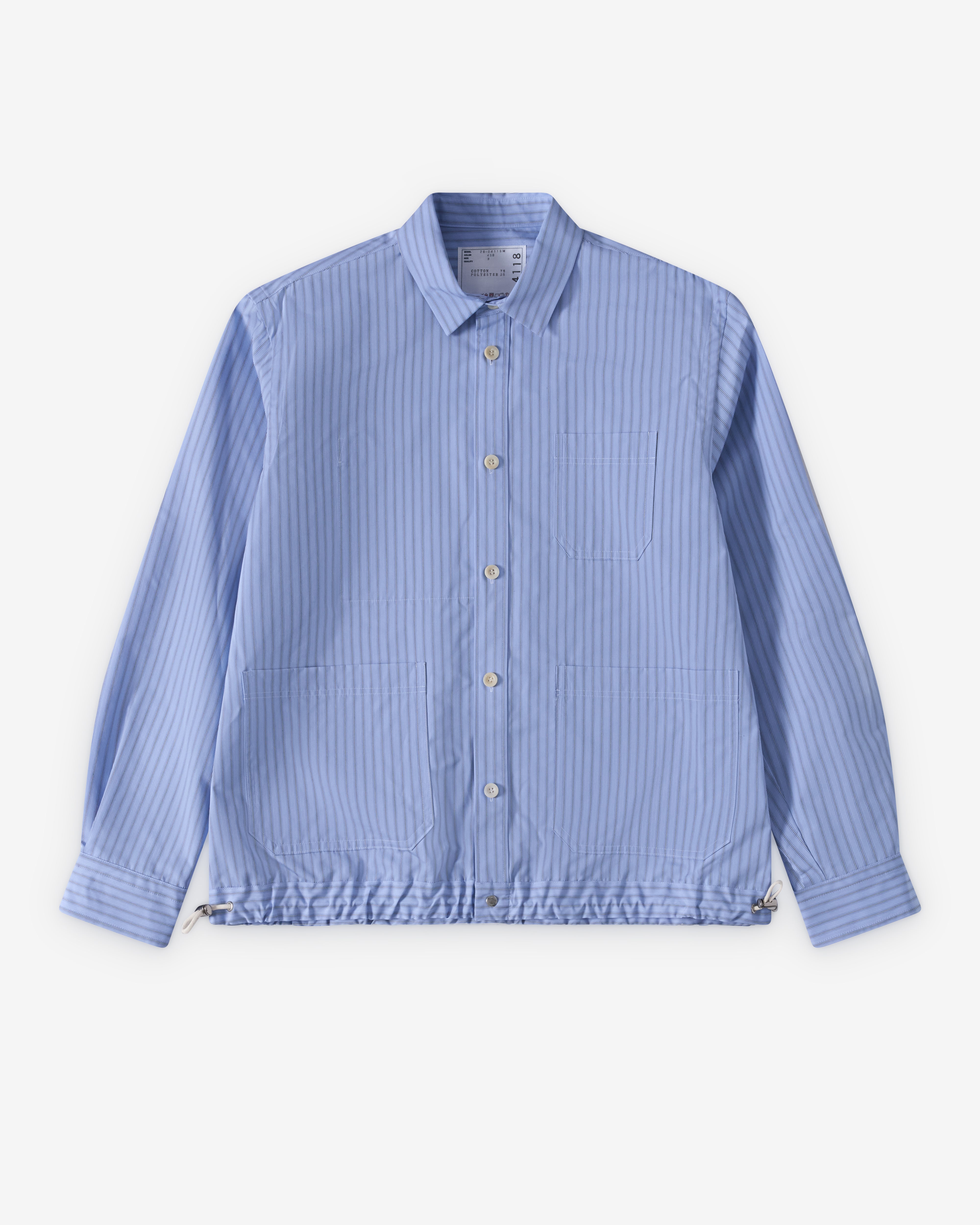 sacai 21aw Cotton Poplin Shirt ドッキング シャツ Sacai : Men's Drawstring Poplin Shirt (Blue) | Dover Street Market