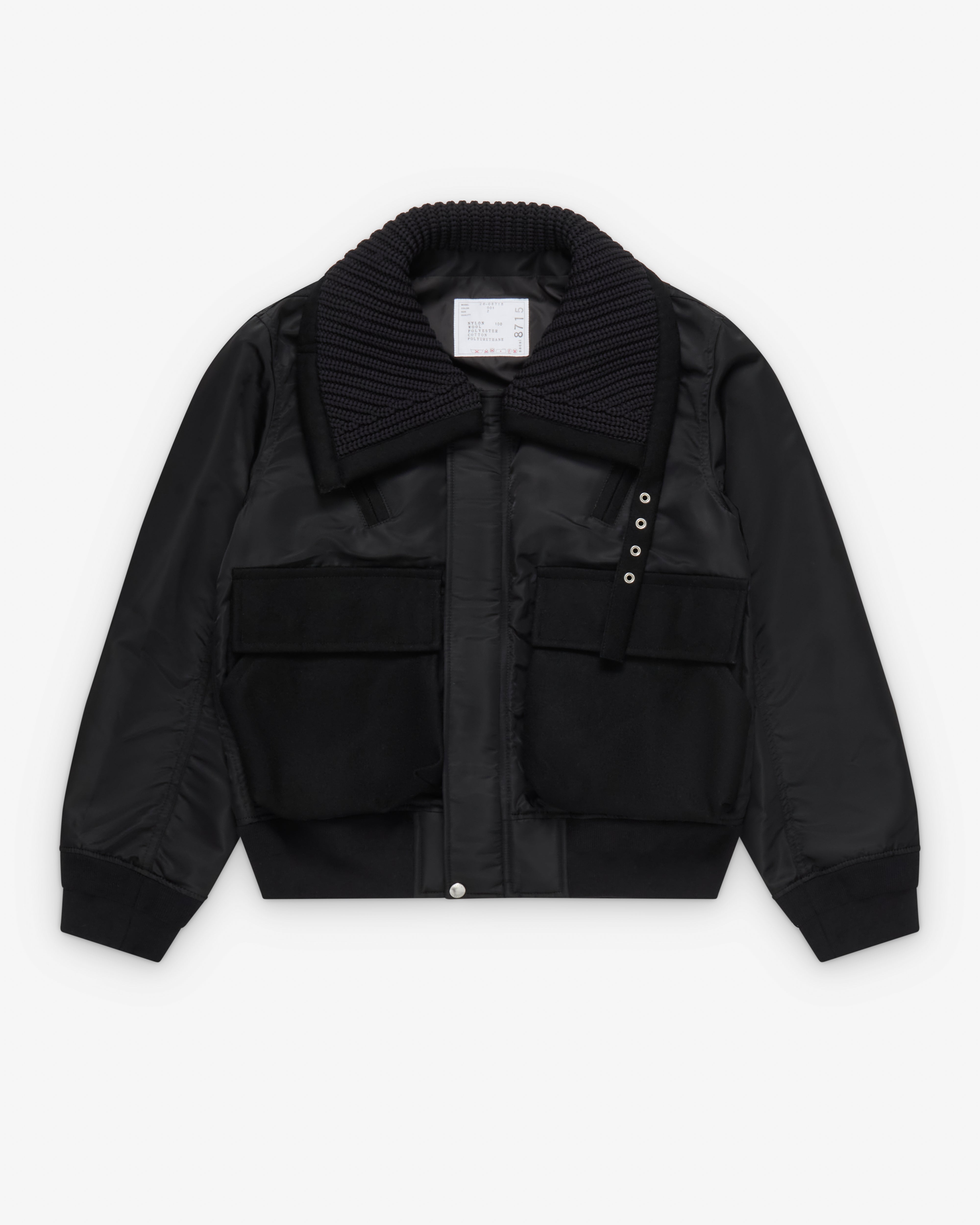 Sacai : Women's Nylon Twill X Wool Melton Jacket (Black) | Dover