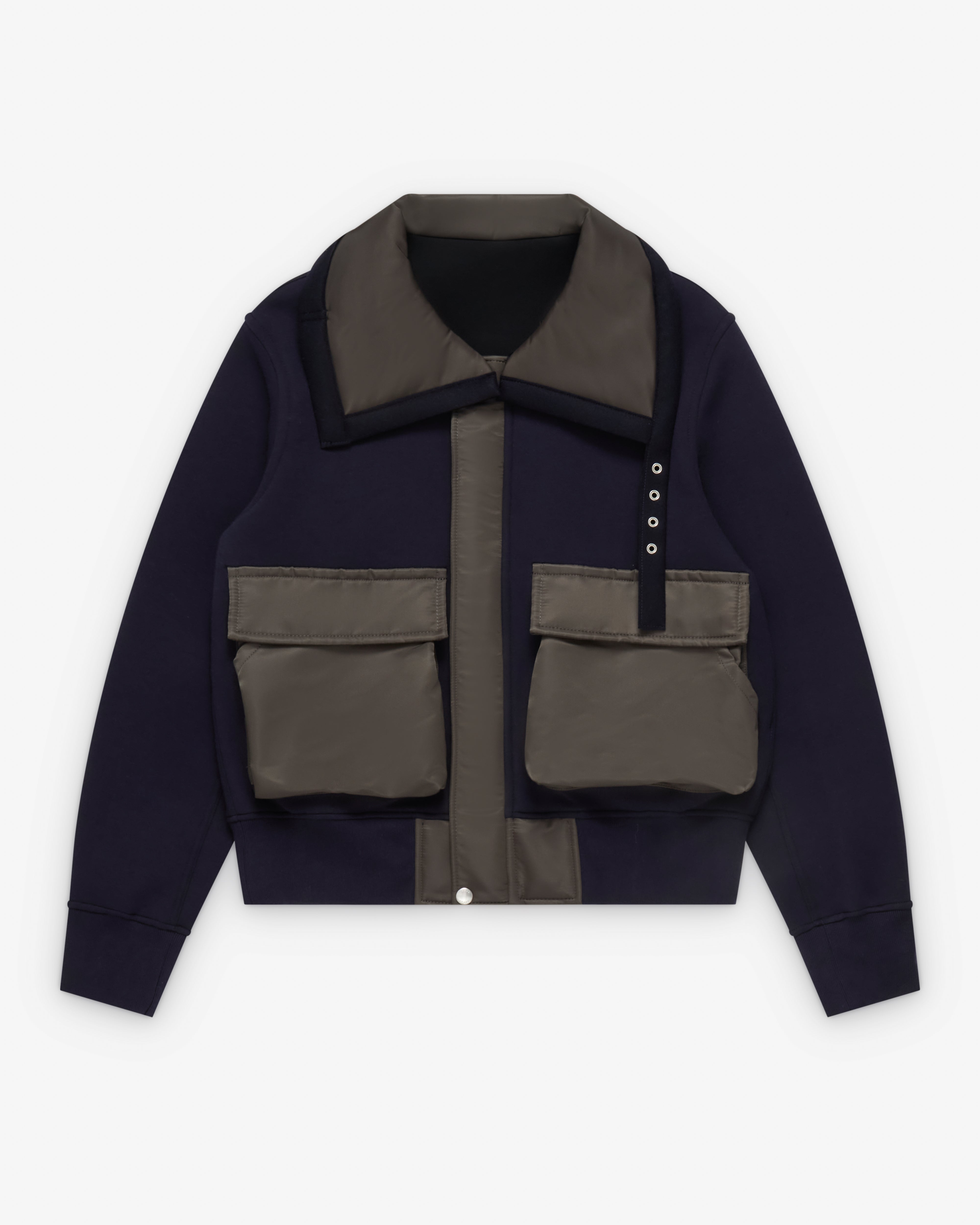 Sacai : Women's Sponge Sweat Jacket (Navy/Green) | Dover Street