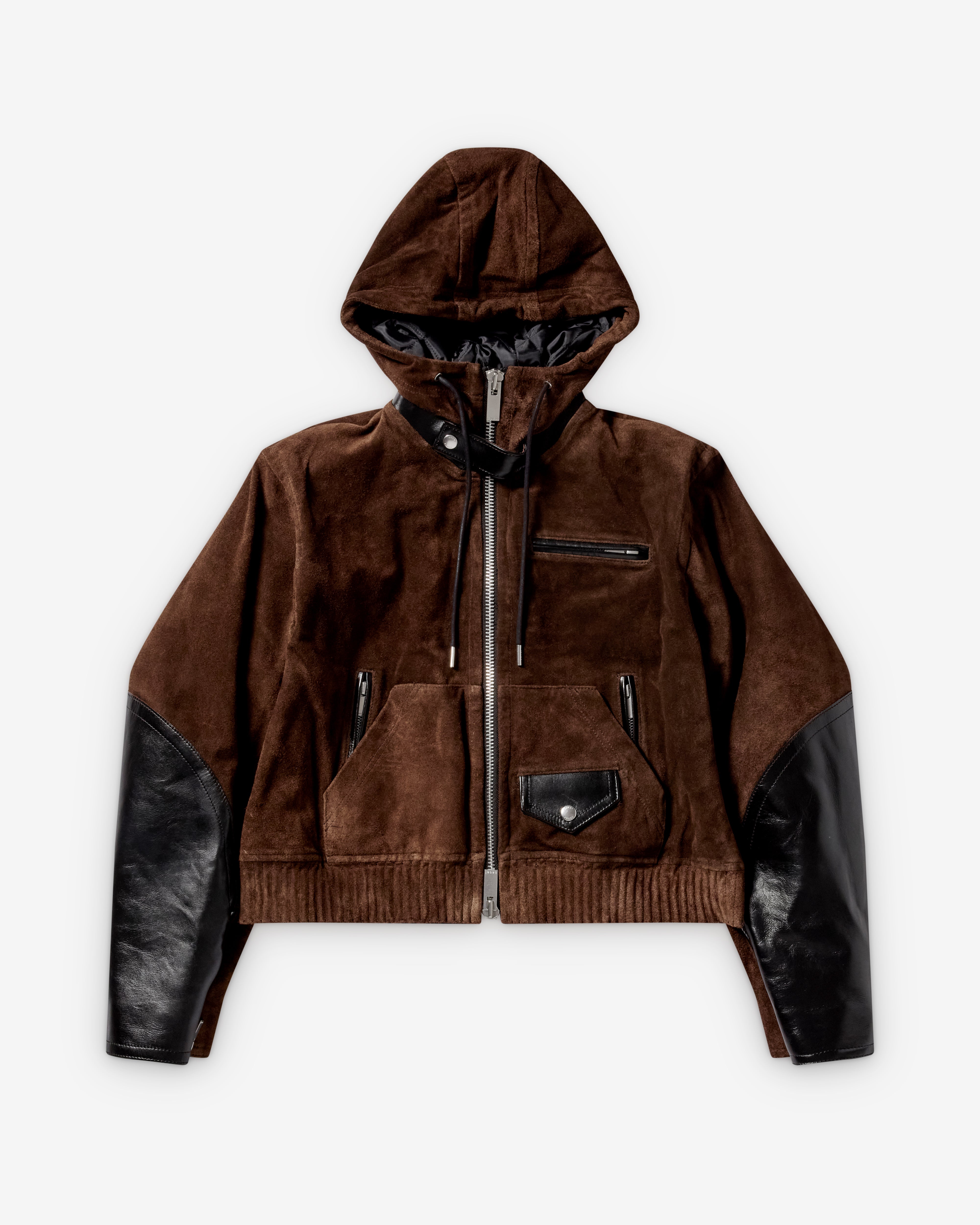 Sacai : Women's Leather Hoodie (Tan/Black) | Dover Street Market
