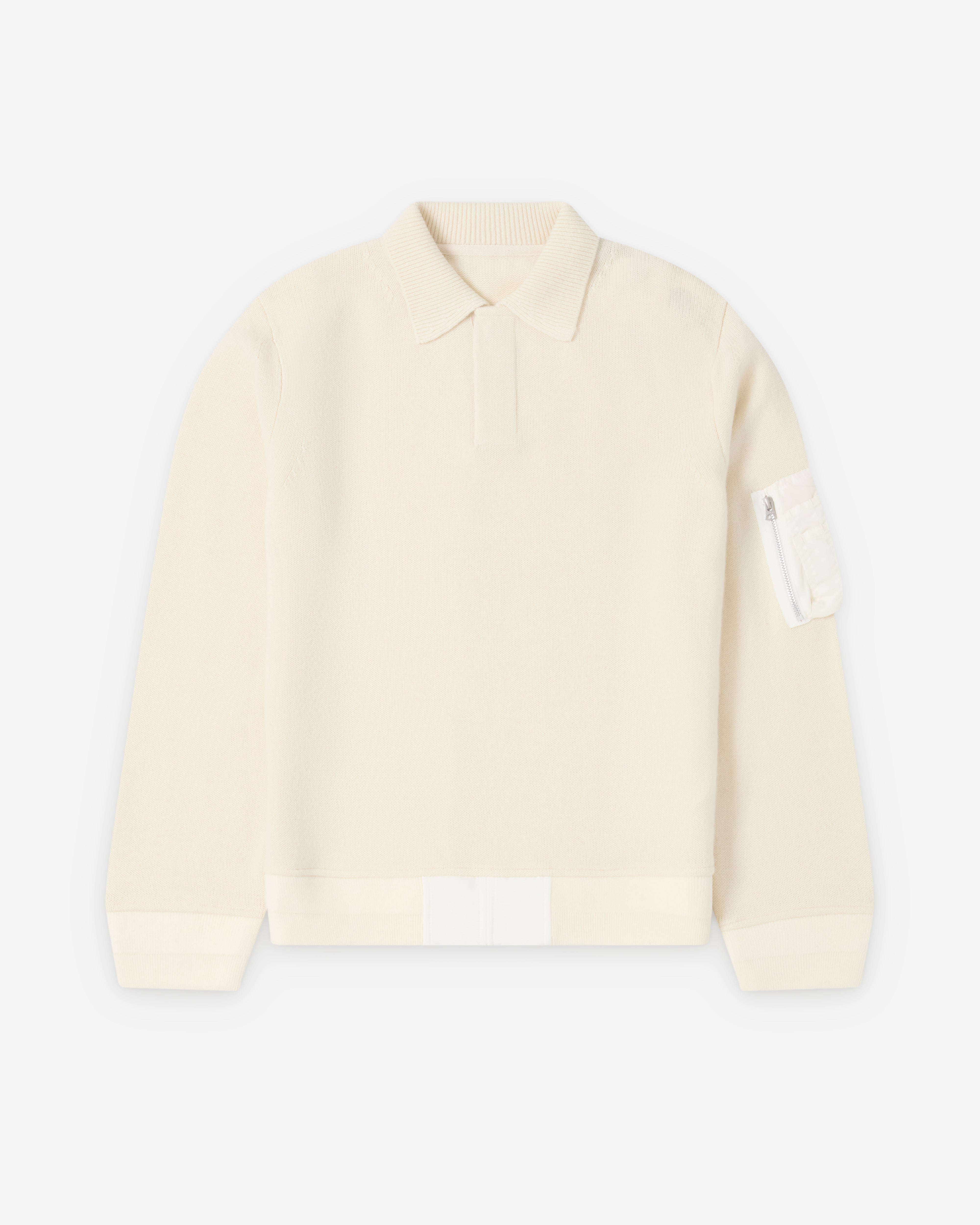 Sacai : Men's Wool Knit Polo Shirt (Cream) | Dover Street Market