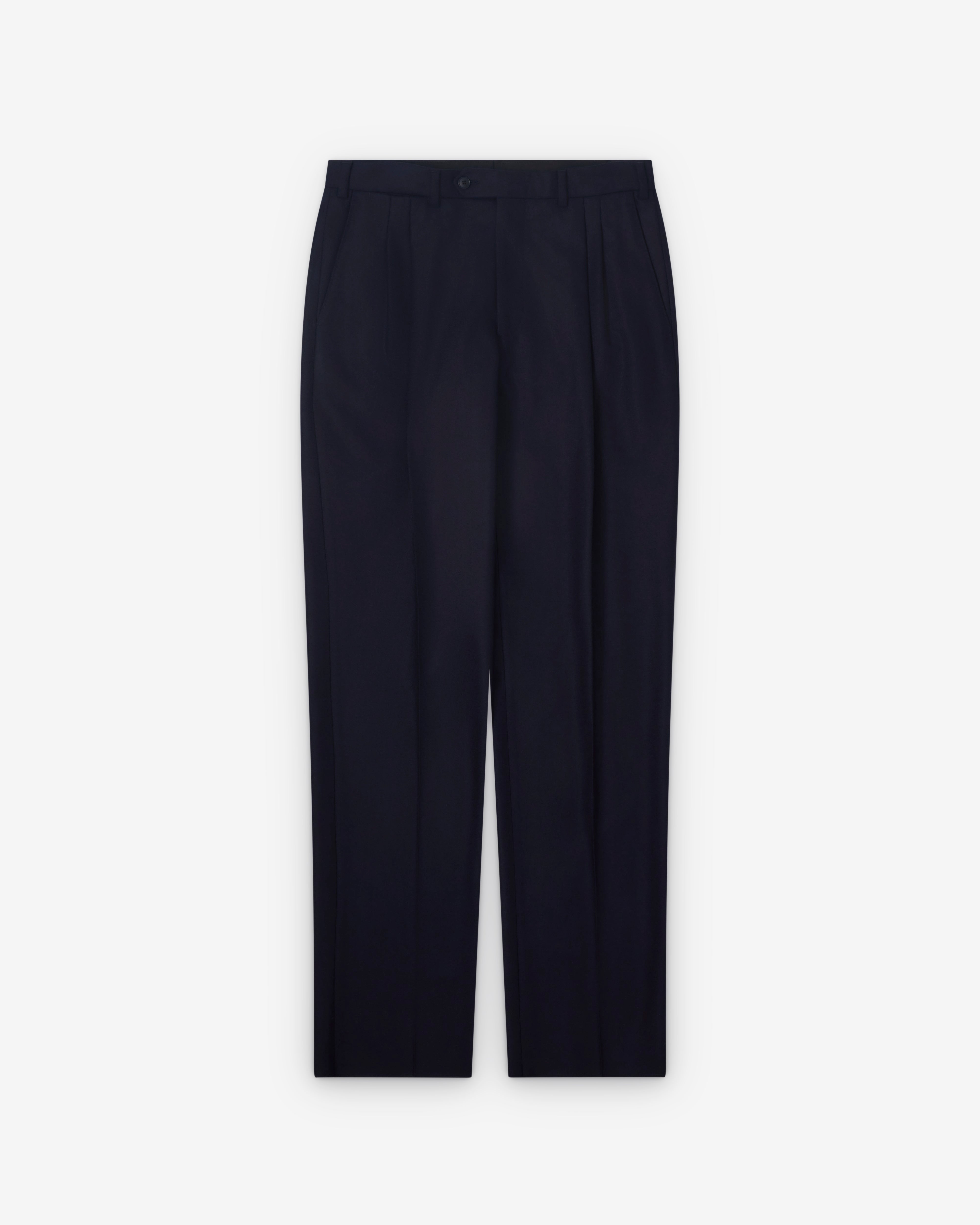 Salon C. Lundman: Men's Double Pleat Flannel Trousers (Navy