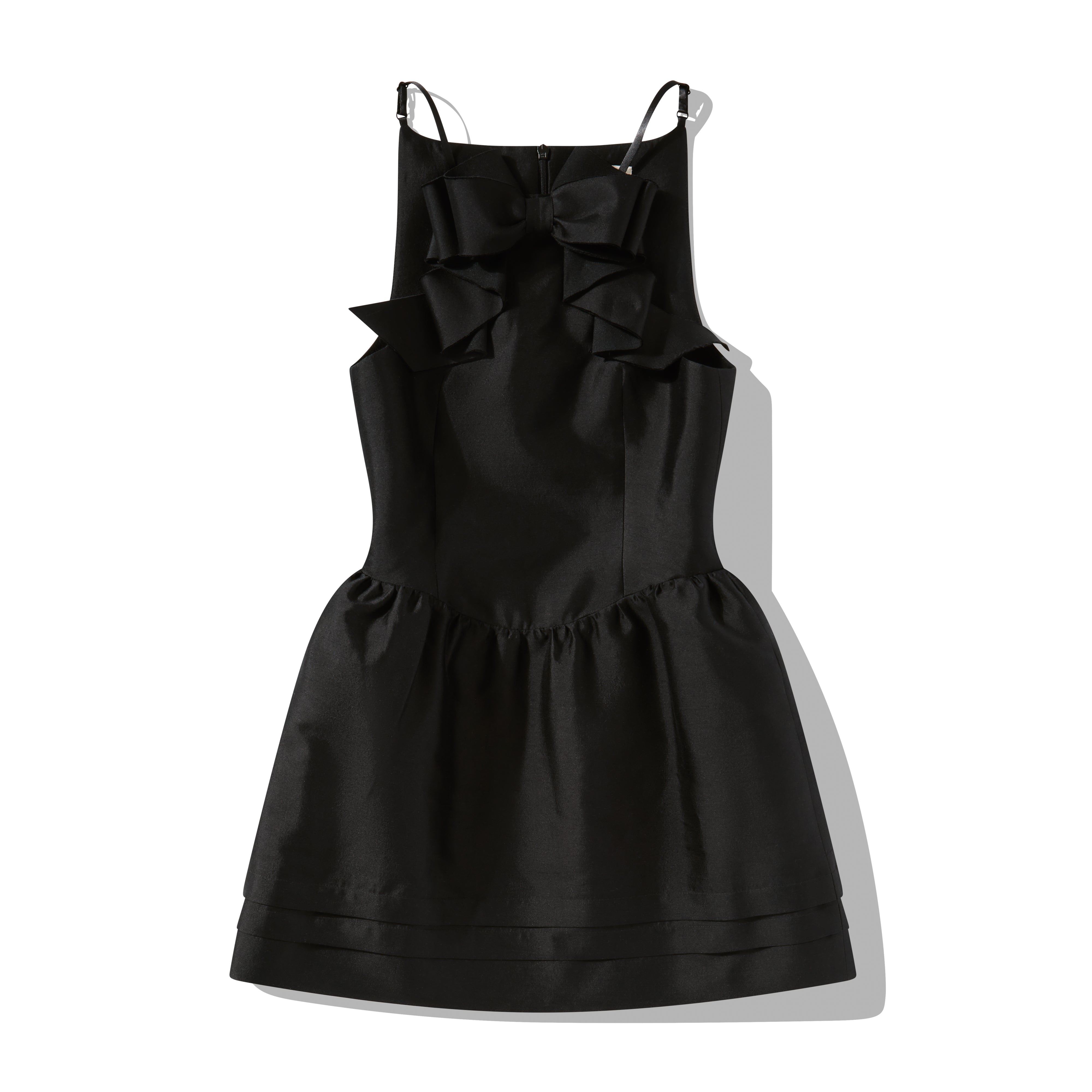 SHUSHU/TONG - Women's 3D Bow Hanging Neck Dress - (Black)