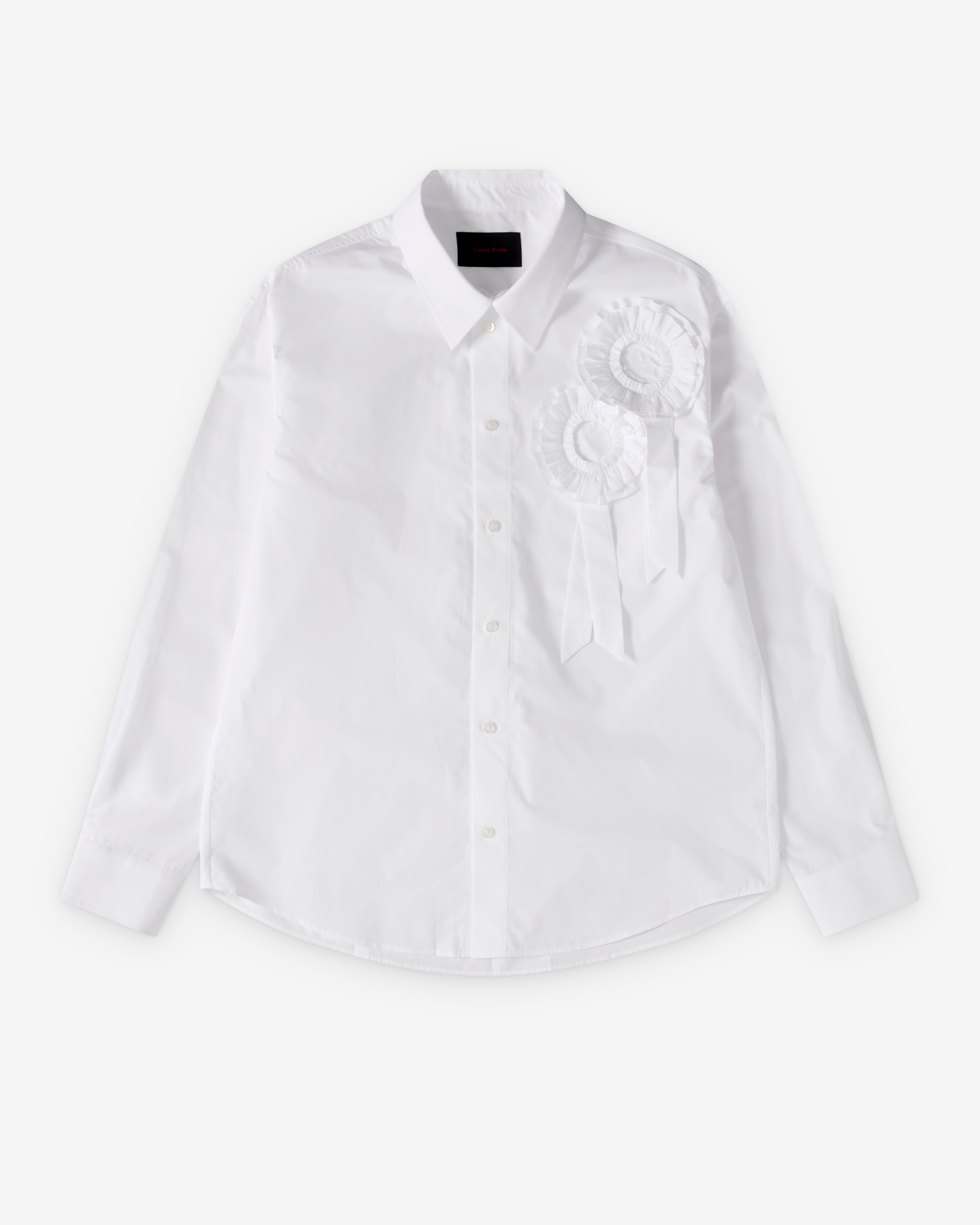 Simone Rocha : Men's Ruffle Rosette Classic Shirt (White) | Dover