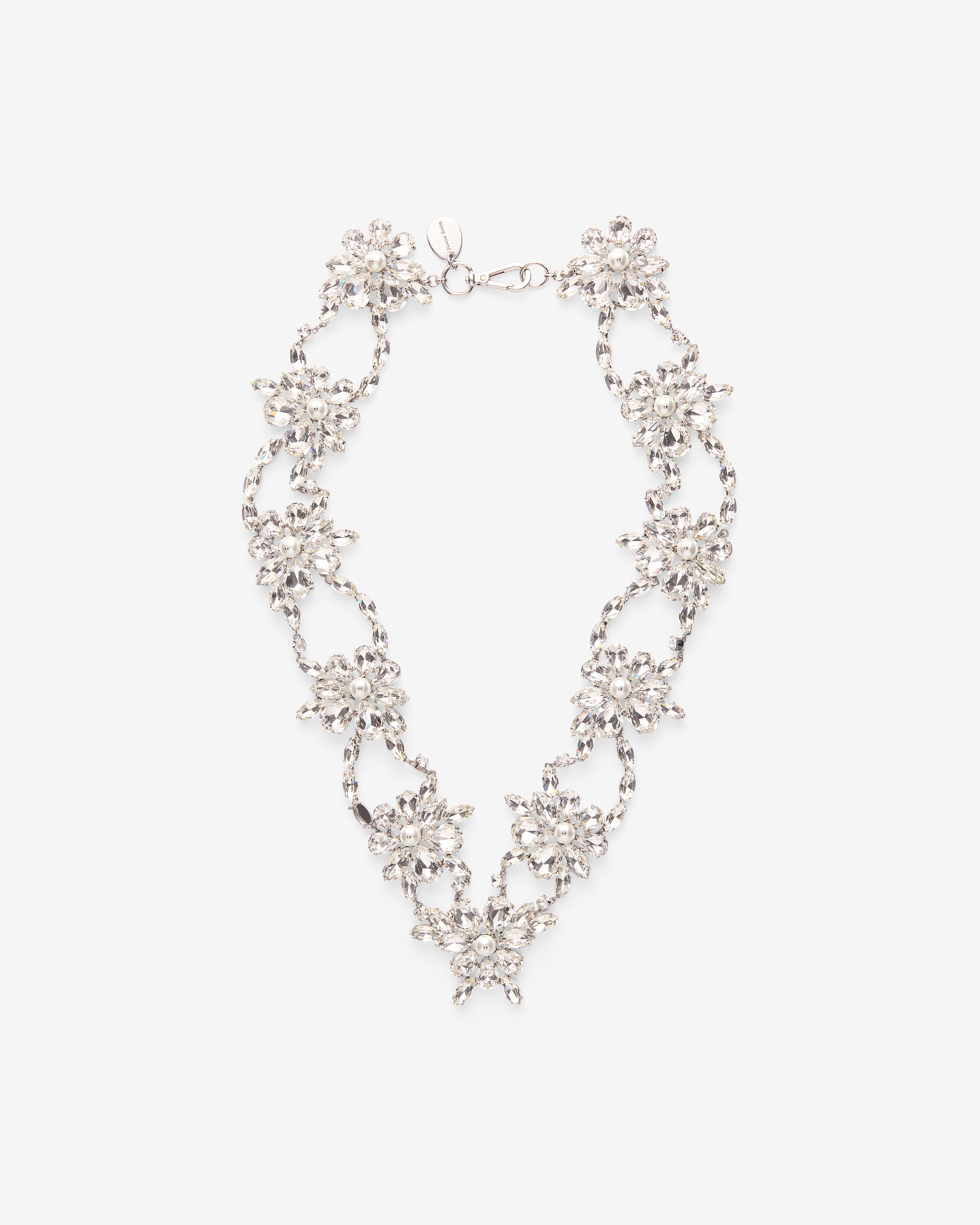 Simone Rocha : Women's Large V-Line Floral Necklace (Pearl/Crystal