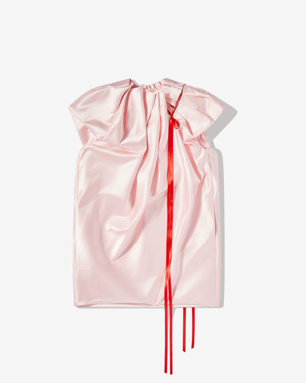 Simone Rocha - Women's Mini Pleated Heavy Satin Sack Dress - (Pink/Red)