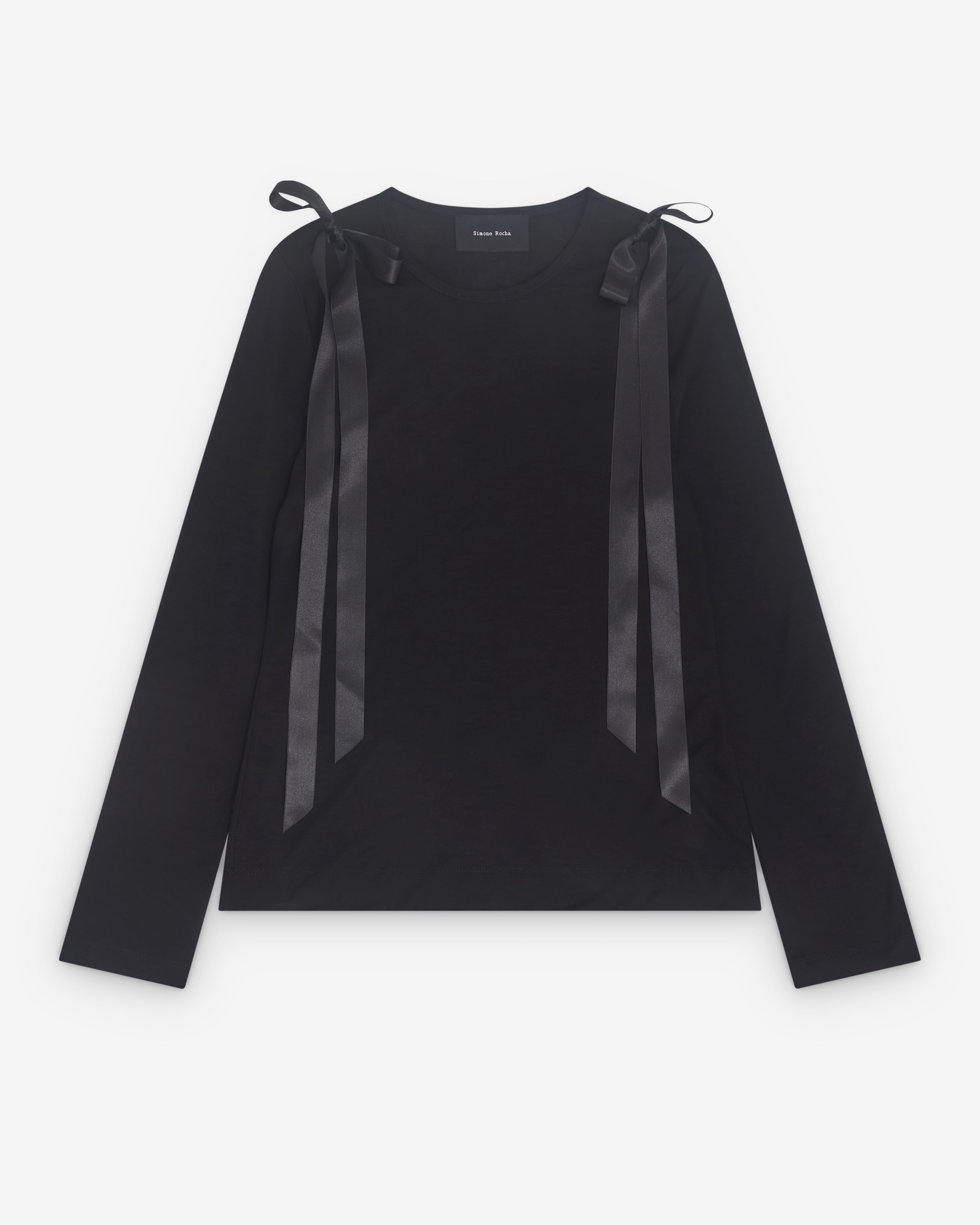 Simone Rocha: Women's Ribbon Long Sleeve T-Shirt (Black) | DSML E-SHOP