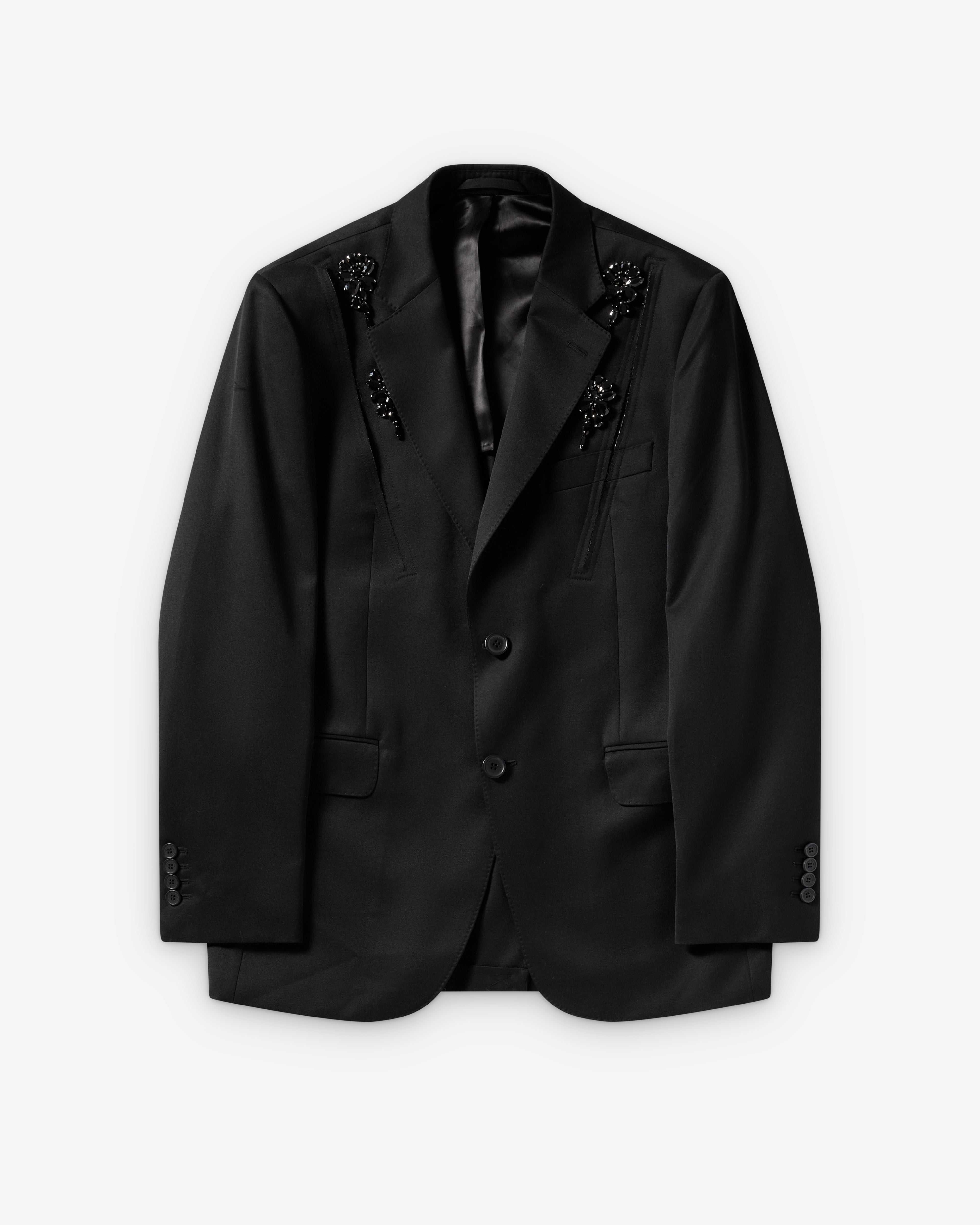 Simone Rocha : Men's Embellished Structured Slash Jacket (Black