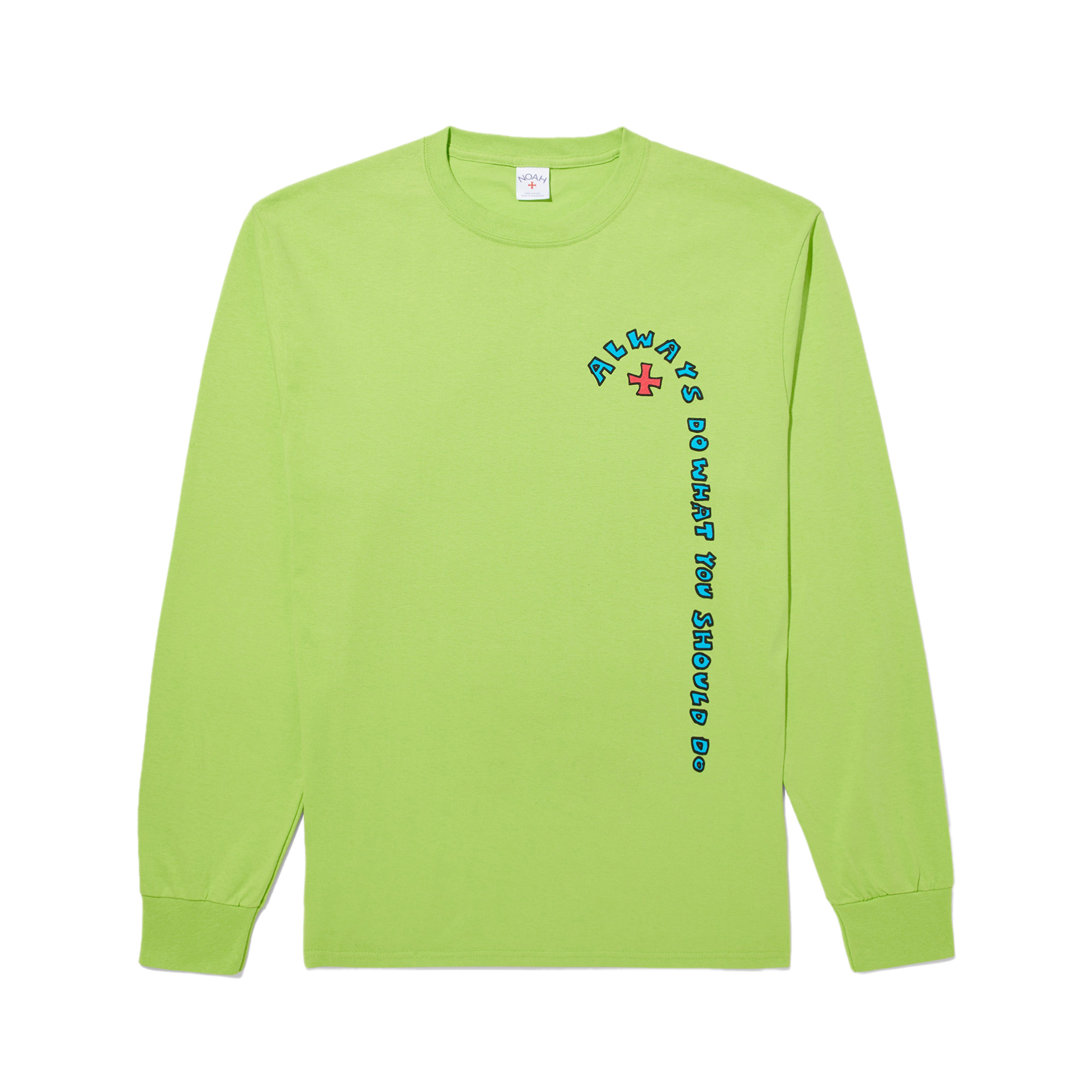 Noah - Always Do What You Should Do Logo Long Sleeve Tee - (Lime)