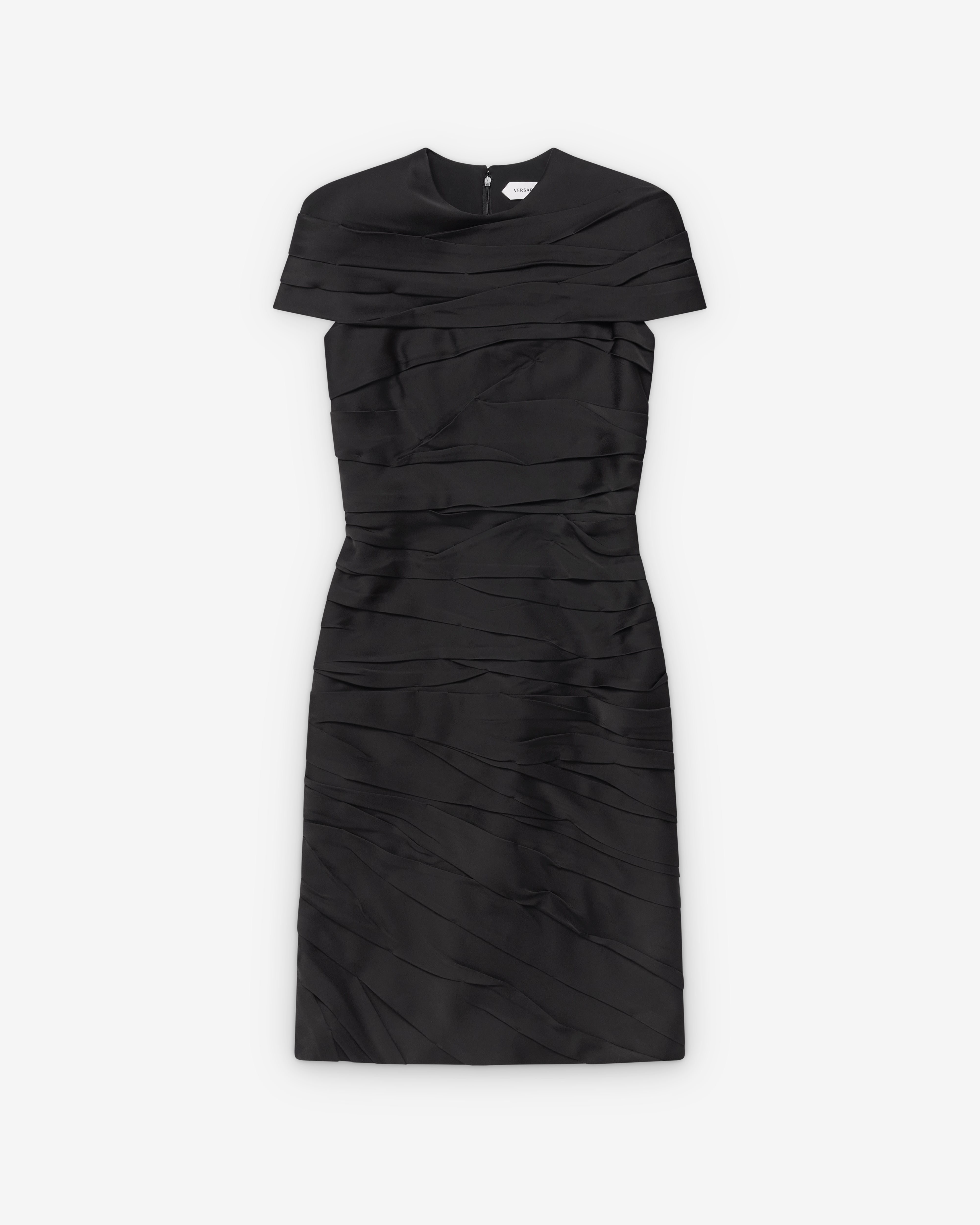 Versace : Women's Draped Envers-Satin Midi Dress (Black)